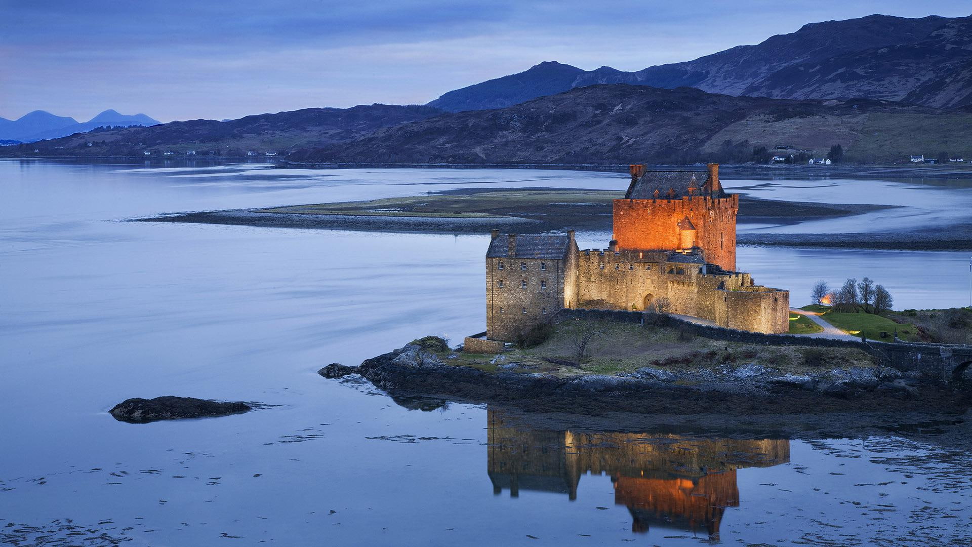 river, lake, 1920x1080, near, side, 1080P, mountain, world, gray, castle, HD Wallpaper