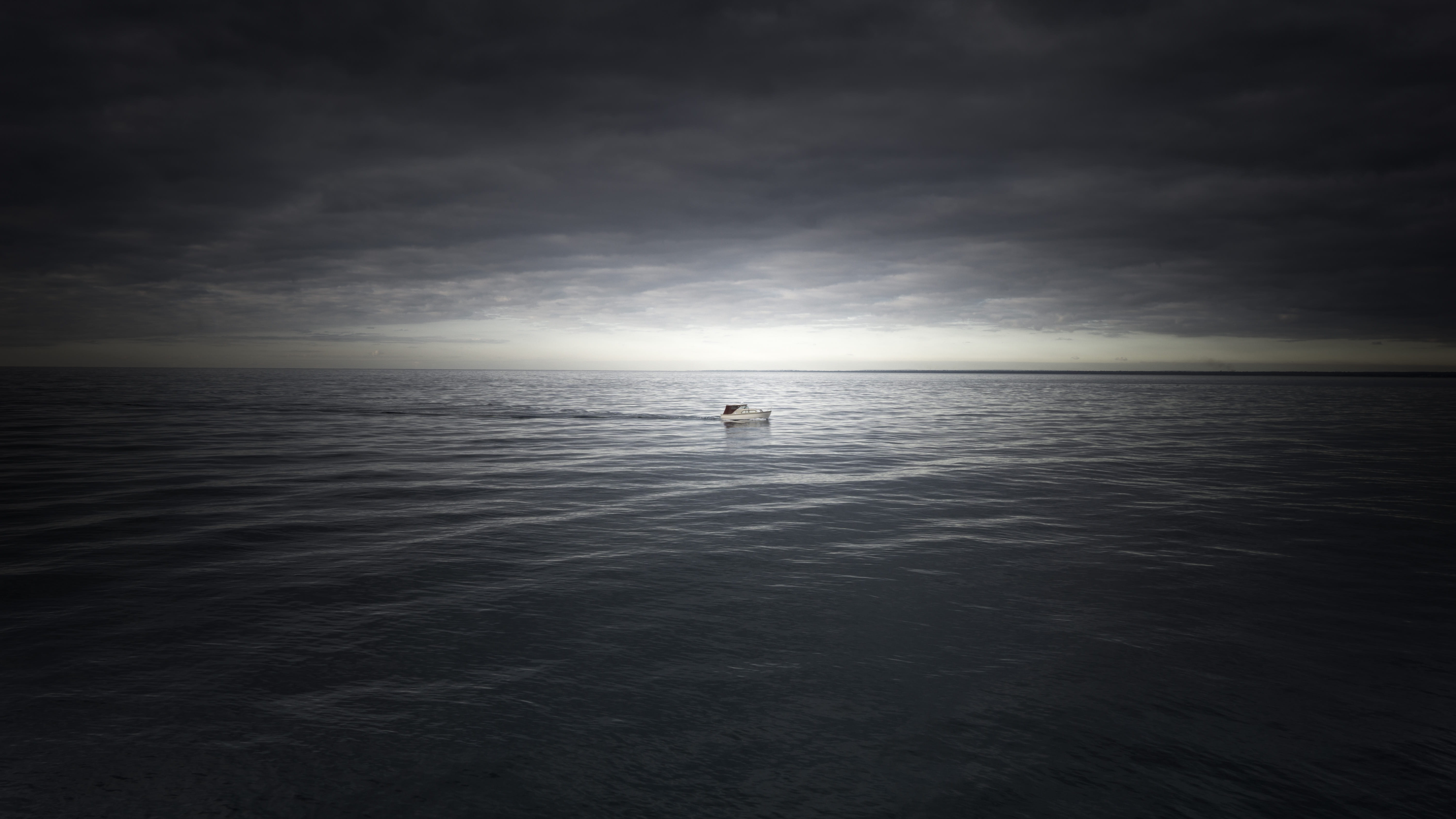 vacations, water, black waters, men, sadness, sunlight, silhouette, solitude, horizon line, depression, cloud - Sky, landscape, sad, outdoors, copy Space, HD Wallpaper