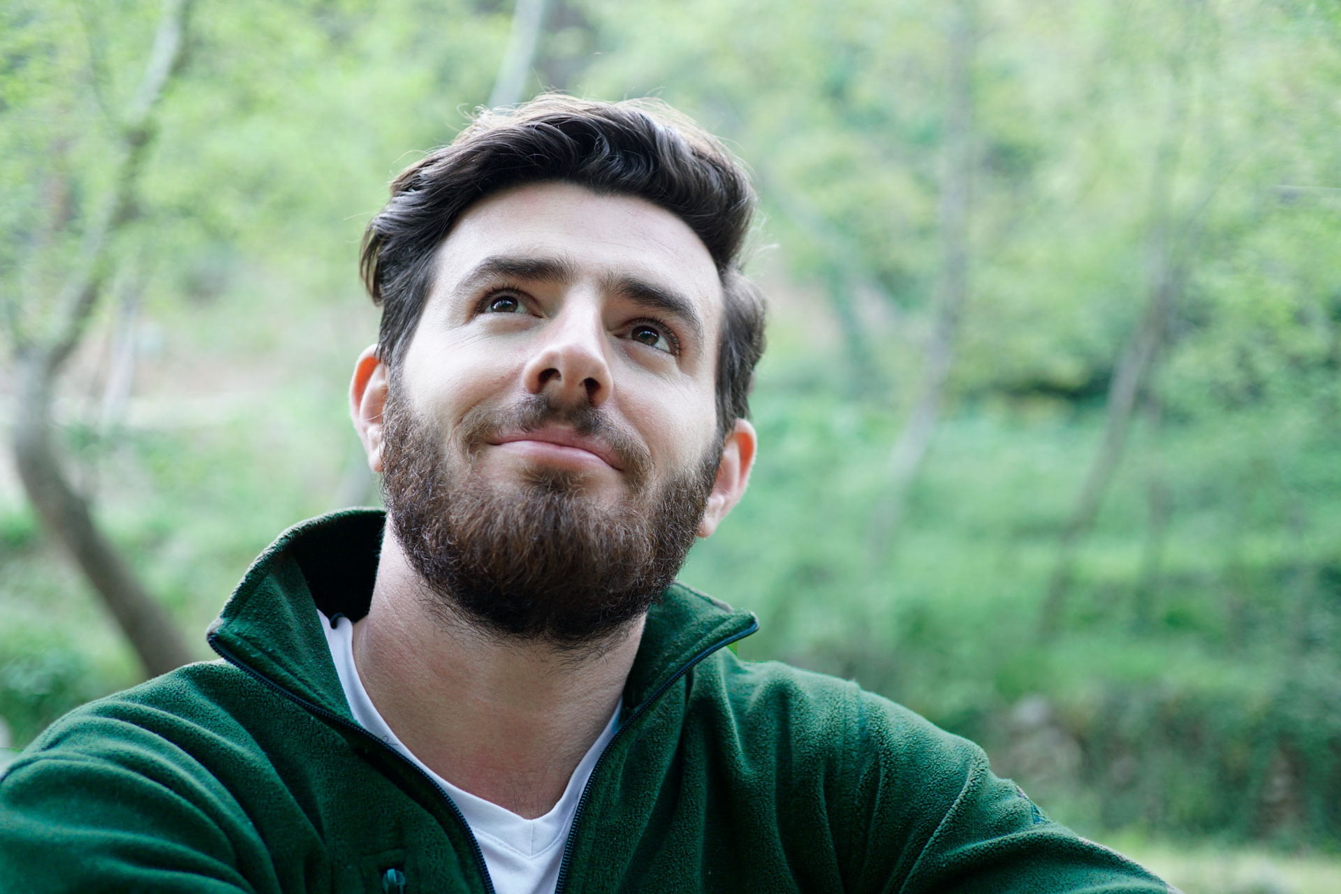portrait, forest, front view, adult, eastern, mediterranean, green color, focus on foreground, headshot, instrument, one person, 1080P, tree, beard, istanbul, HD Wallpaper