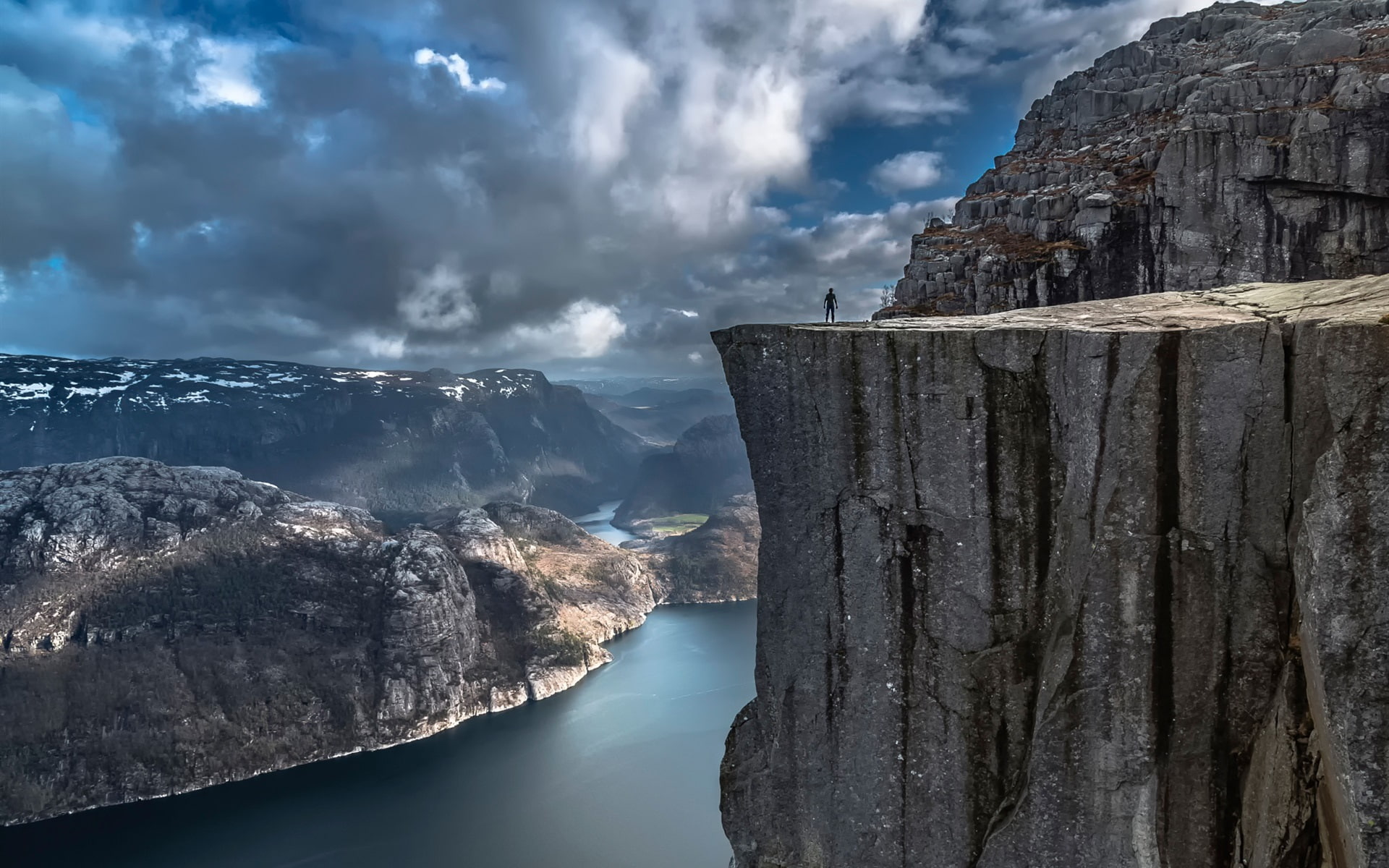Preikestolen, Cliff, Clouds, Norway, Storm, 1080P, Rocks, HD Wallpaper