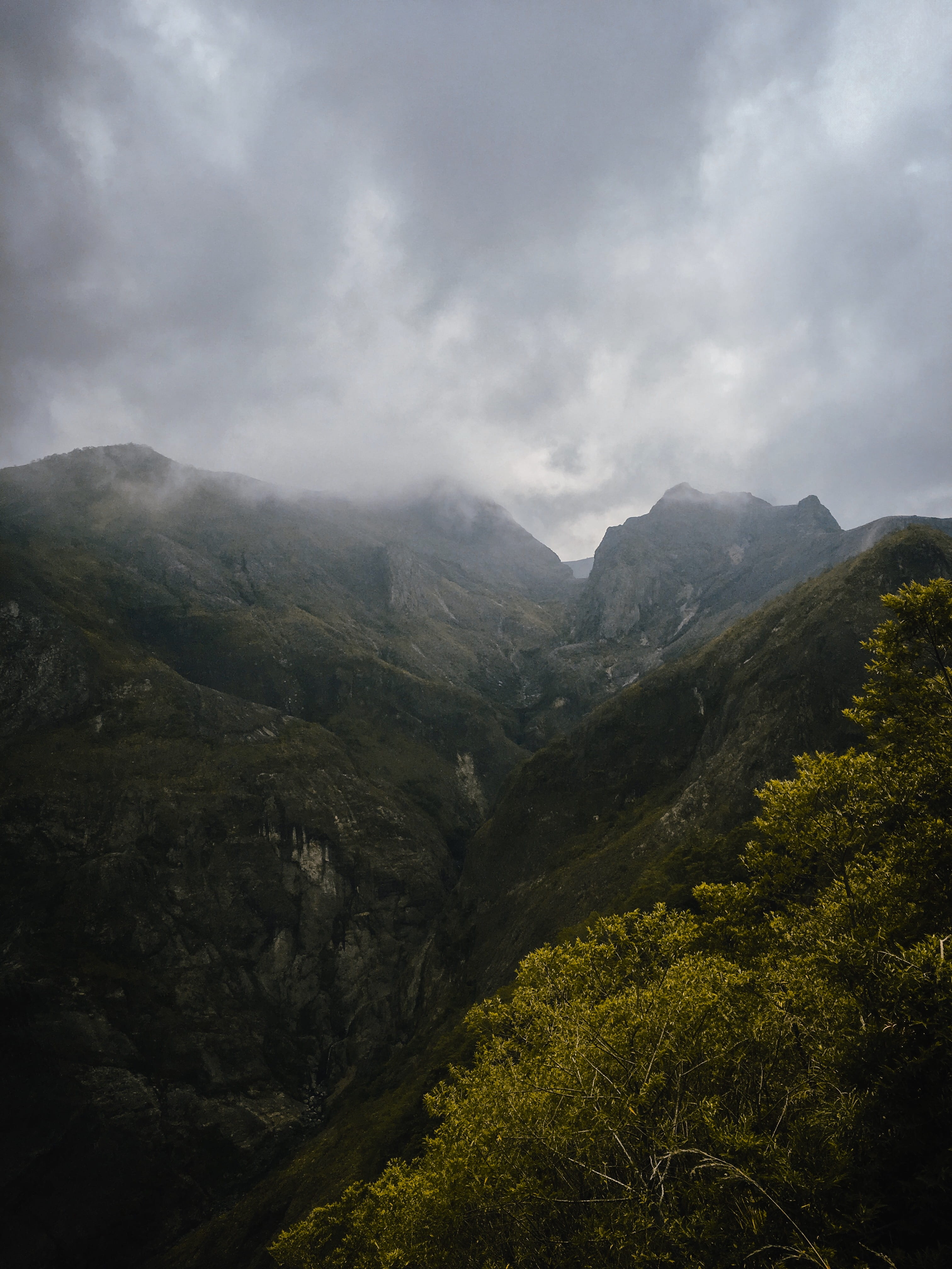 landscape, haze, mountain peak, indonesia, 4K, kelud, tree, cloud - sky, day, fade, top, beauty in nature, valley, environment, Phone HD Wallpaper