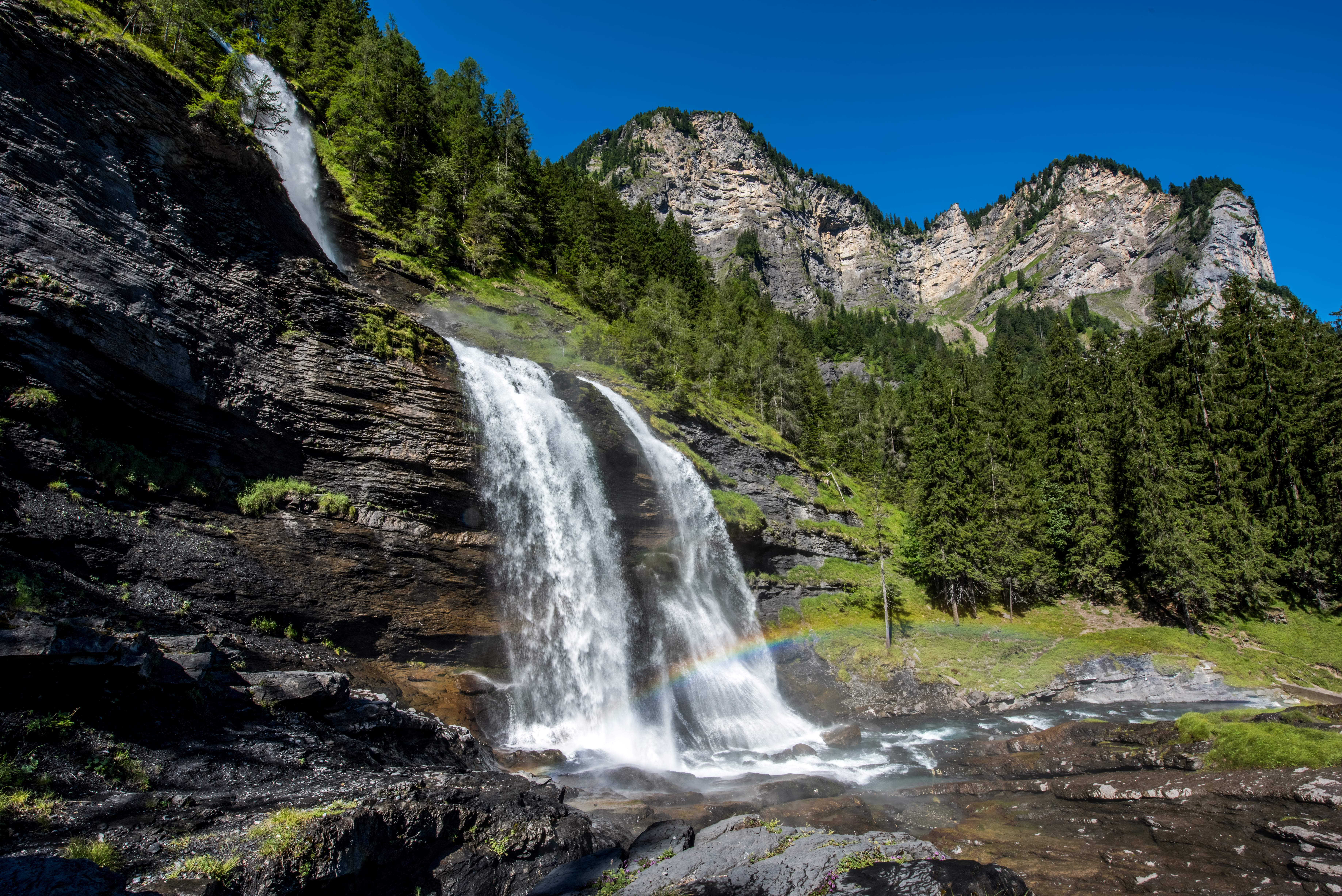5K, summer, waterfall, nature, blue, Sixt Fer à Cheval, Rouget, stream, landscape, mountain, Sixt  Fer  à  Cheval, du, river, outdoors, forest, photography, HD Wallpaper