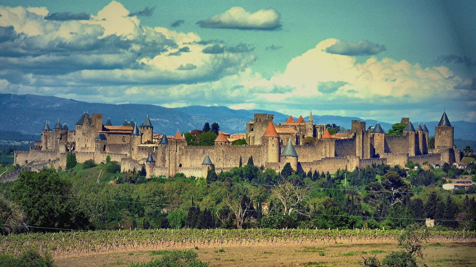 building exterior, history, plant, carcassonne, day, built structure, cloud - sky, architecture, travel destinations, 1080P, no people, old, sky, travel, HD Wallpaper