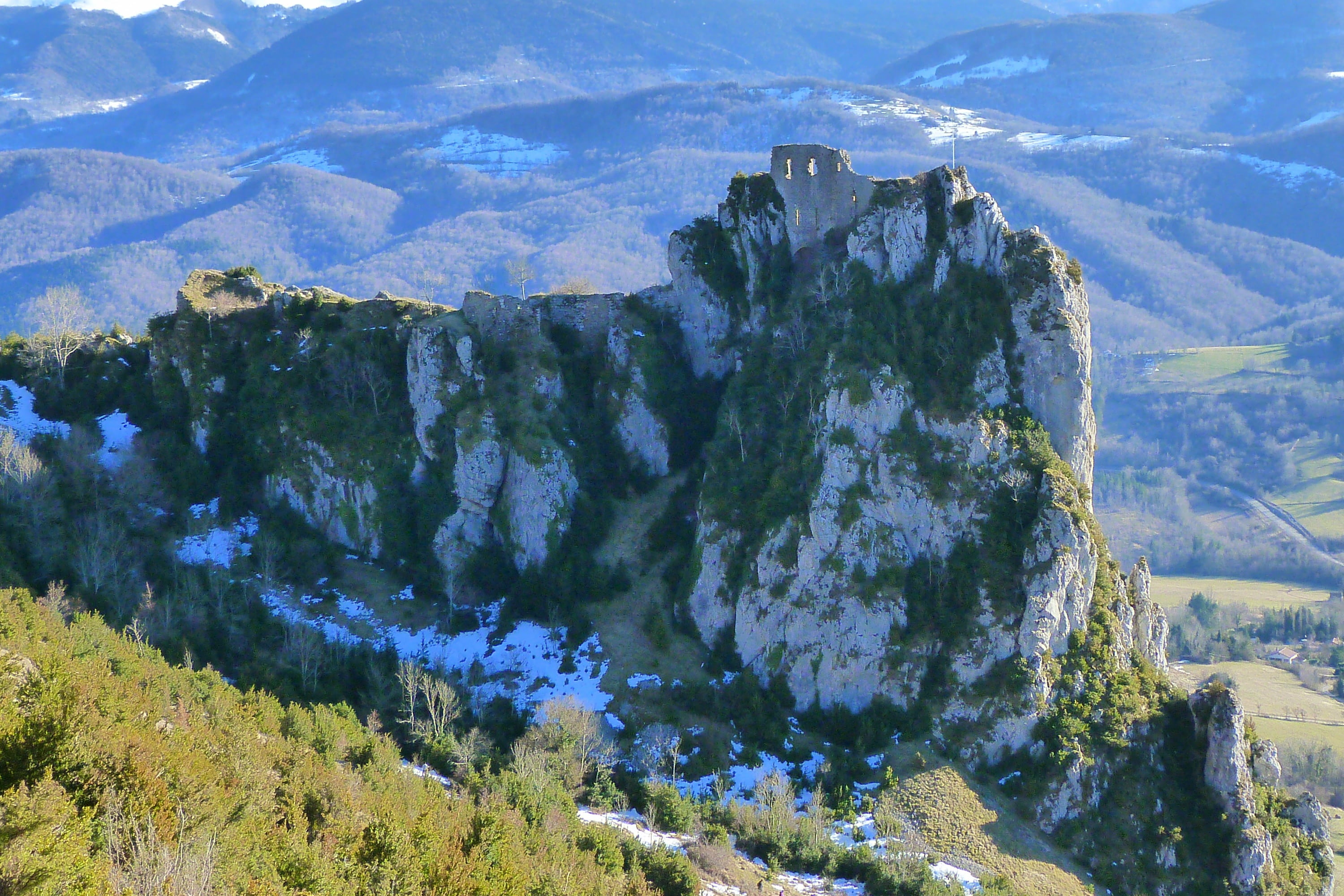 monument, beauty in nature, rock, sky, ruin, 2K, france, scenics - nature, tranquility, roquefixade castle stones, old, fortification, formation, mountain peak, HD Wallpaper
