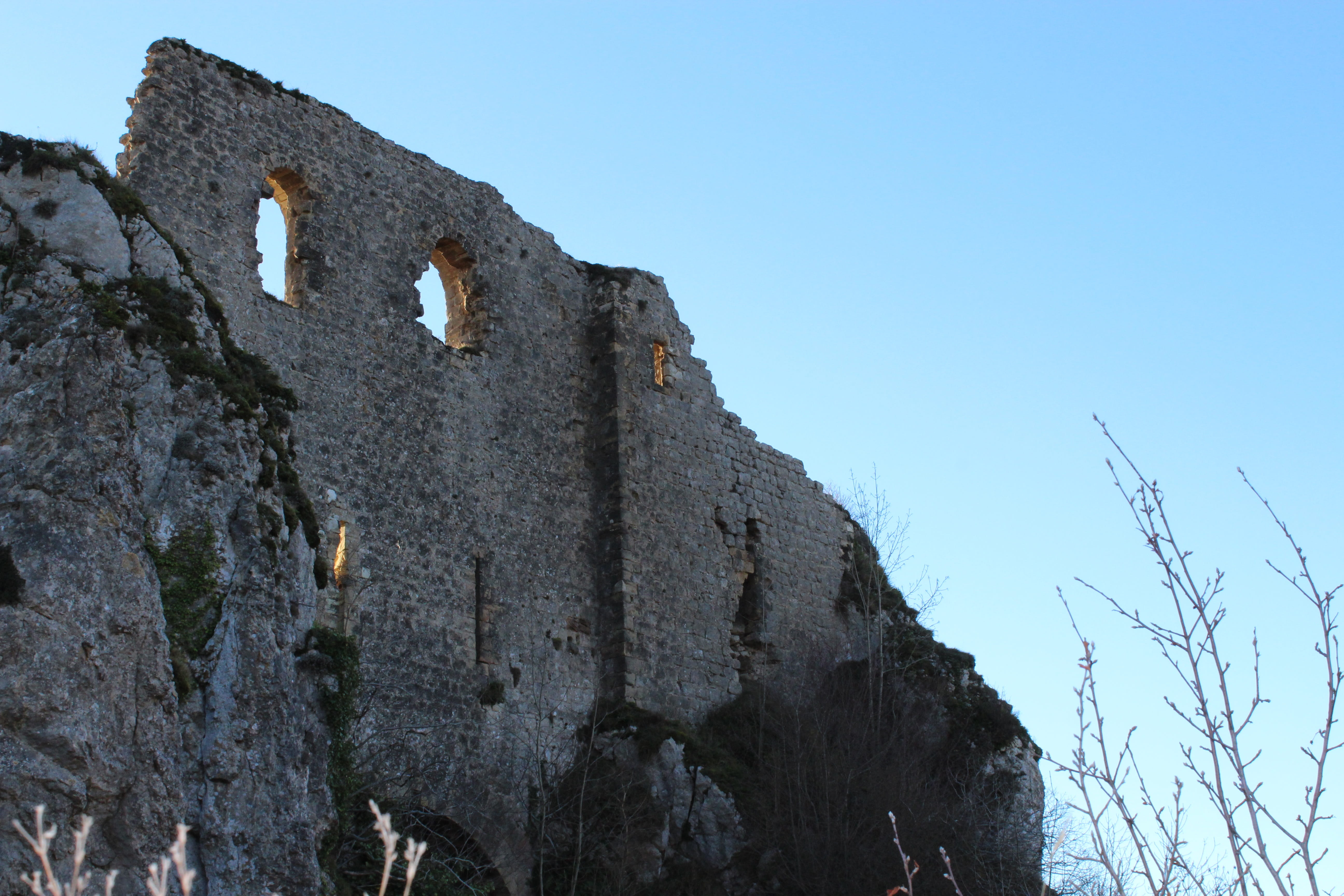 old, cathar, roquefixade, architecture, rock, no people, sky, solid, castle, outdoors, built structure, the past, blue, france, nature, ancient civilization, HD Wallpaper