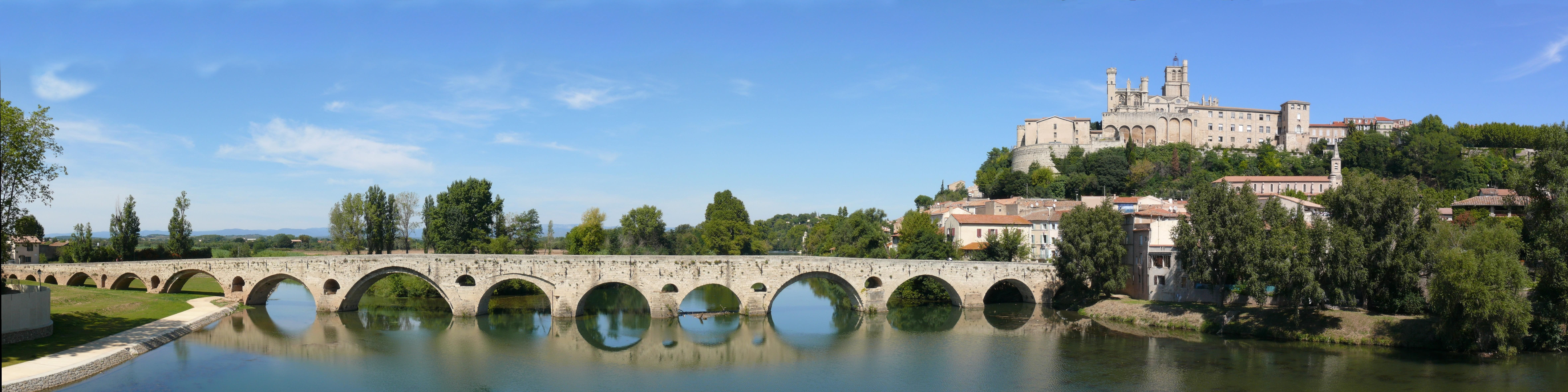 arches, stone, 8K, bridge - man made structure, building, ancient, river, saint-celse, built structure, languedoc-roussillon, arch, béziers, bridge, roman bridge, HD Wallpaper