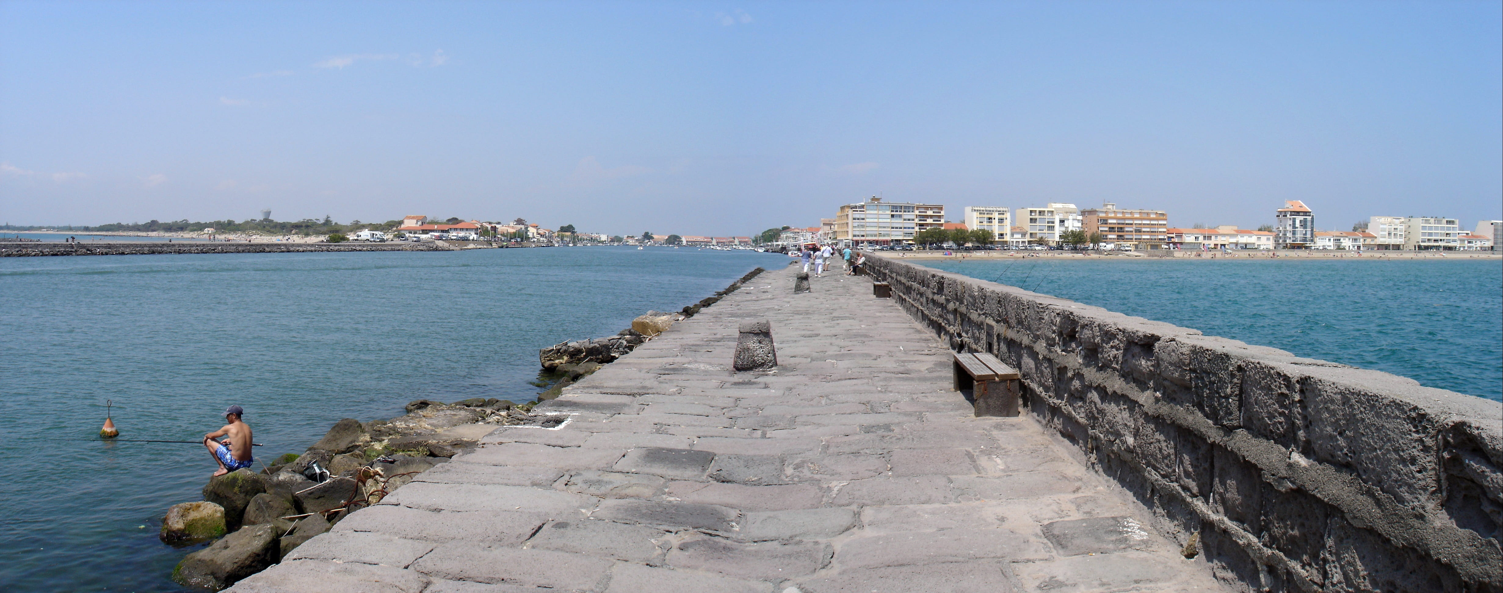 land, france, day, city, sea, blue, direction, pier, sky, tourism, travel destinations, outdoors, water, building, built structure, beach, footpath, 4K, HD Wallpaper