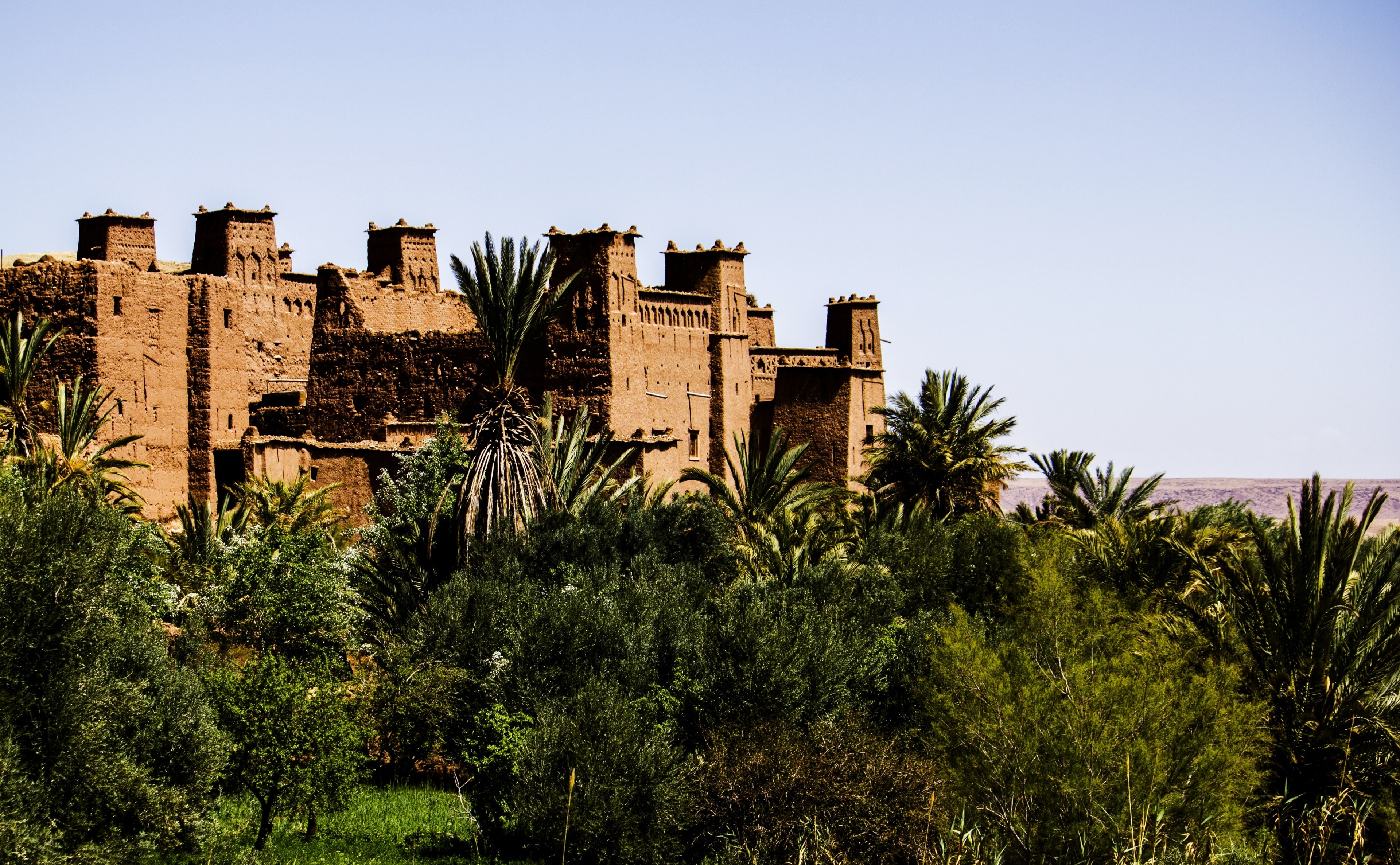 morocco, unesco, worldheritagesite, built structure, ksar, almaghrib, Trees, mudbrick, travel destinations, amerruk, old, tropical climate, City, brown, HD Wallpaper