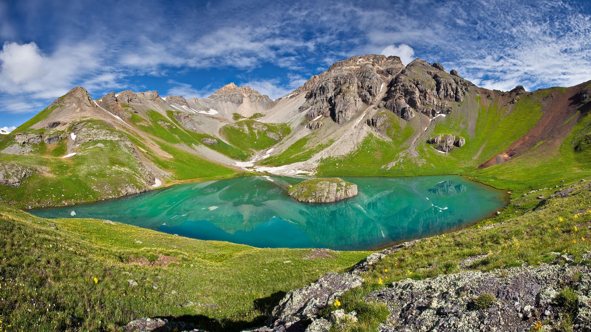 cloud - sky, non-urban scene, landscape, mountain range, water, volcano, beauty in nature, tranquil scene, green color, travel destinations, tranquility, HD Wallpaper