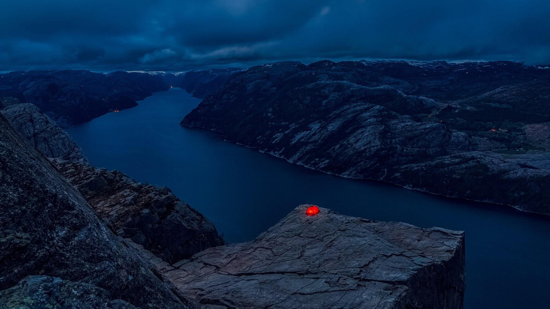 nature, cloudy, sky, adventure, scenics - nature, cloud - sky, beauty in nature, water, prekestolen, travel destinations, land, fjord, non-urban scene, HD Wallpaper