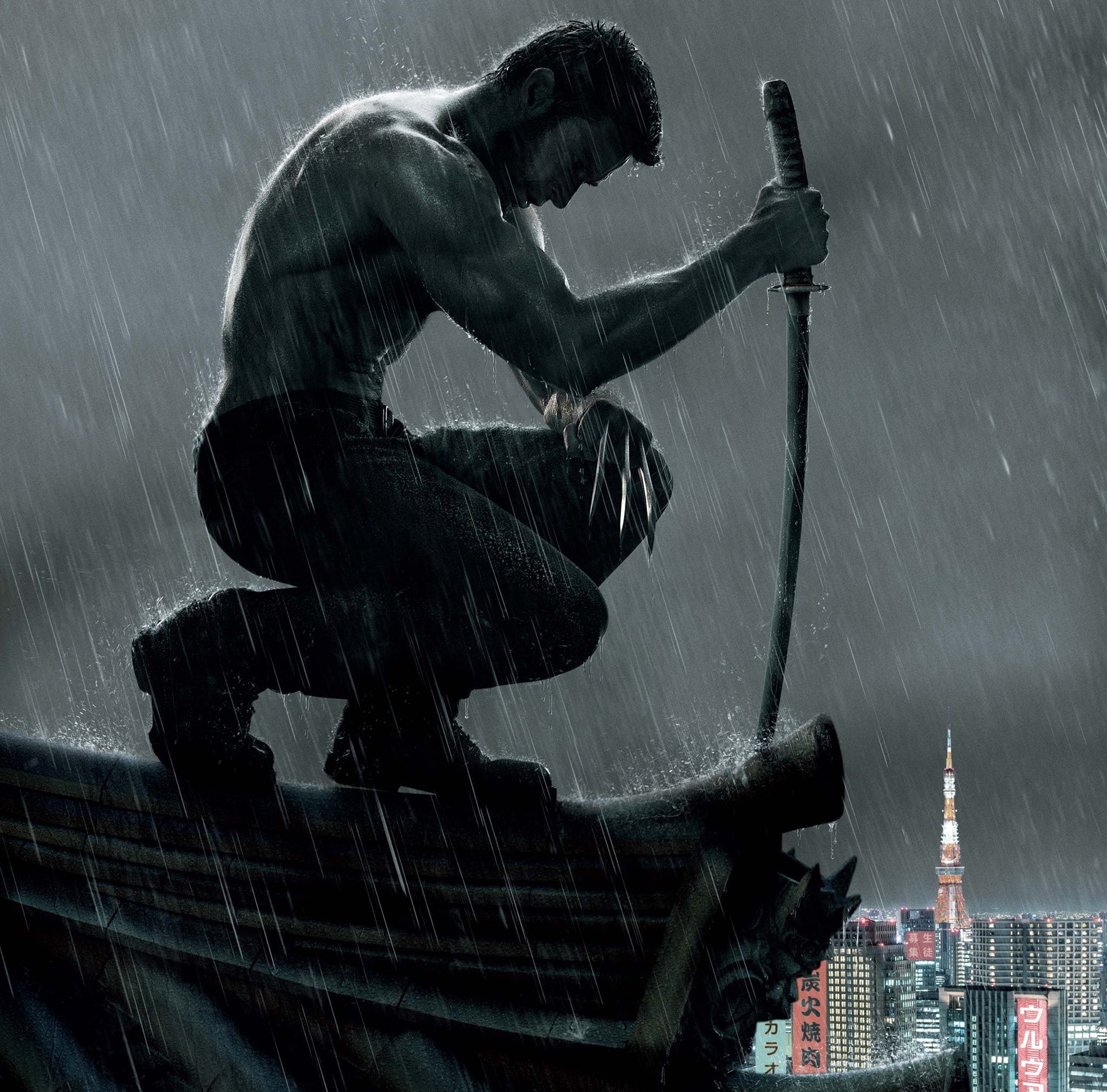 holding, wolverine, the wolverine, Movie, sky, 1080P, sculpture, architecture, people, Other Movies, built structure, splashing, outdoors, industry, HD Wallpaper