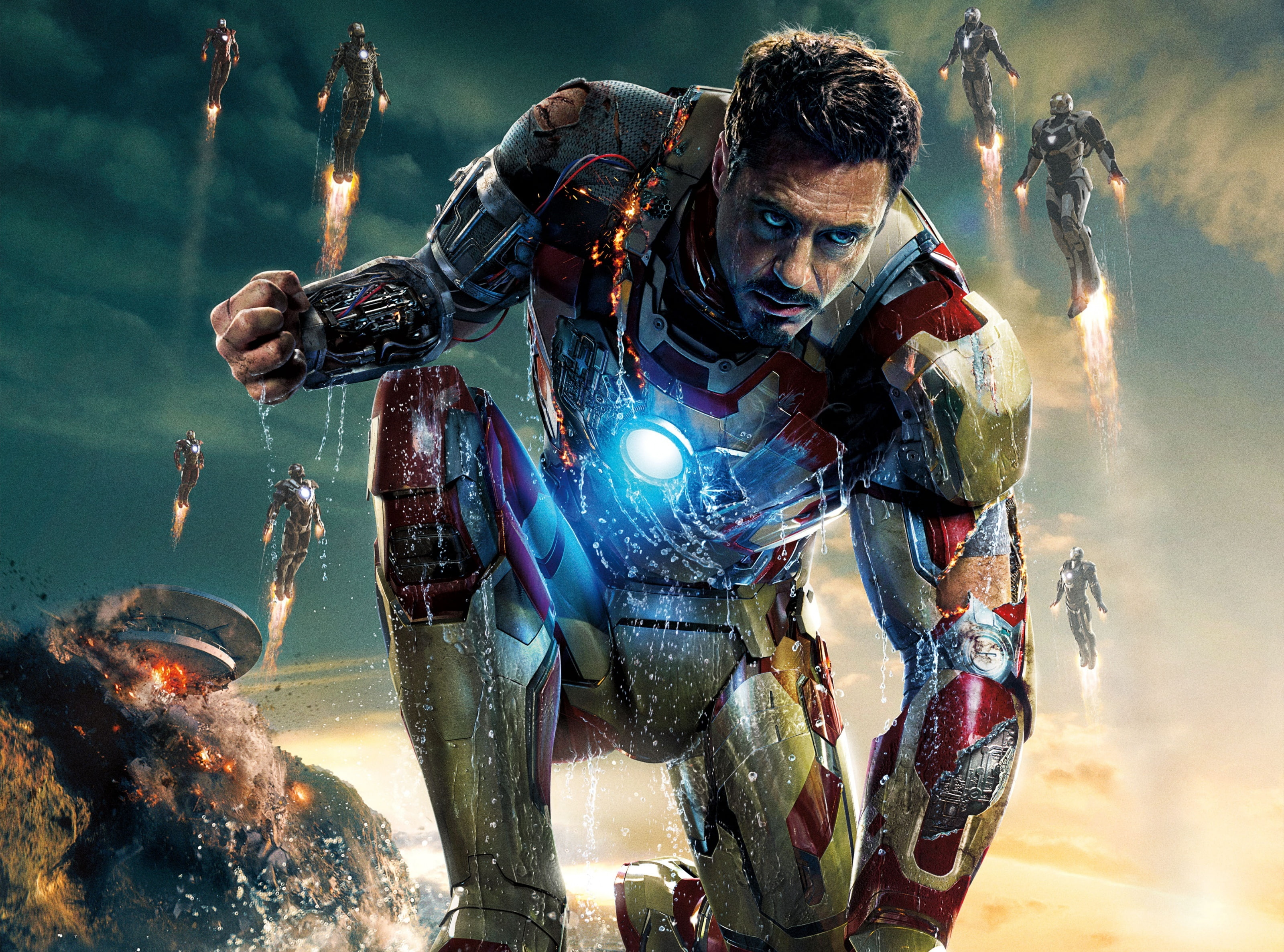 Film, Movie, iron, sport, warning sign, illustration, aquatic sport, tony, water, Superhero, nature, Iron Man, adult, one person, real people, Armor, 2013, HD Wallpaper
