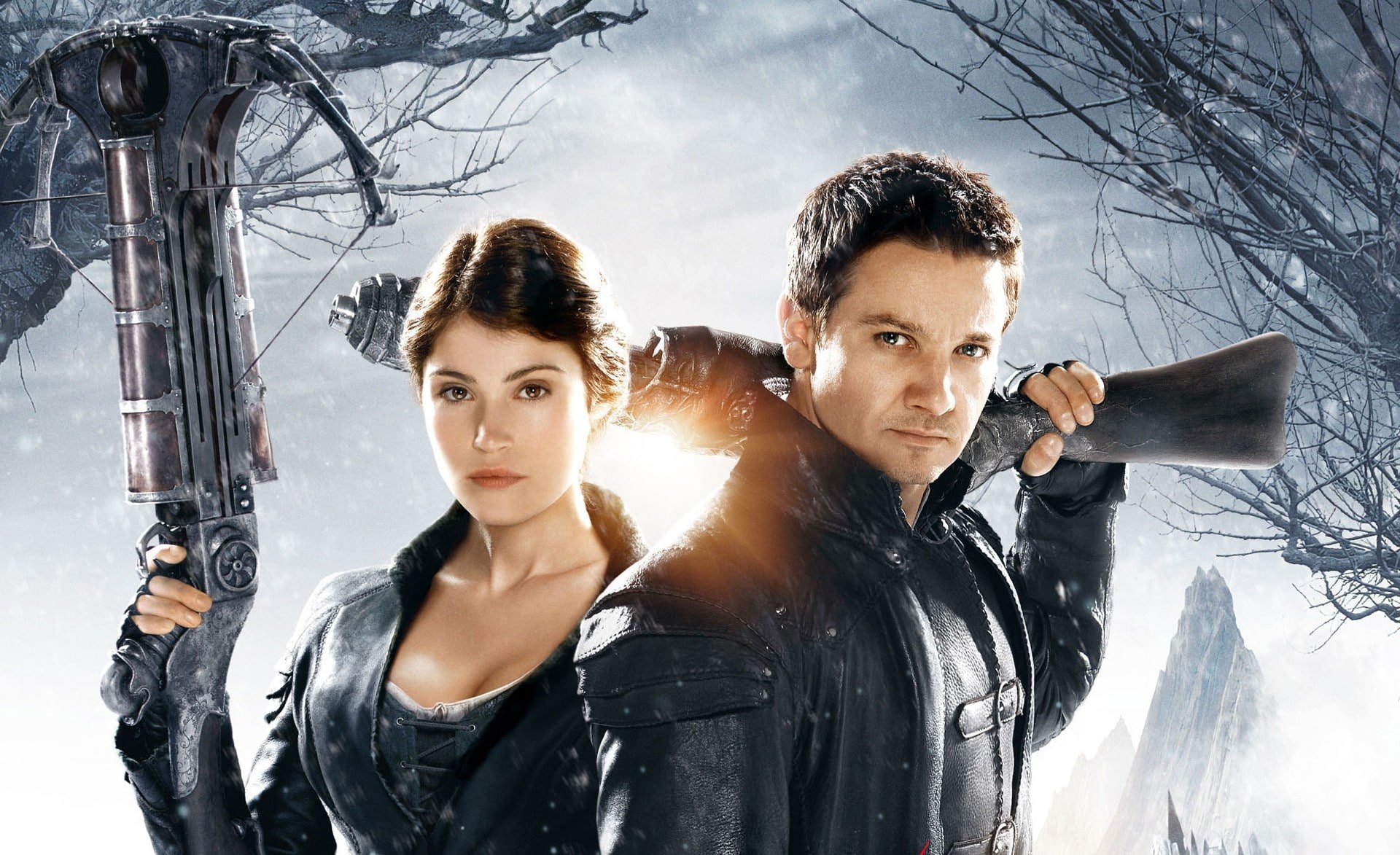 nature, cold temperature, waist up, portrait, Movie, adult, guns, witch, looking at camera, women, jeremy renner, Other Movies, young women, young men, HD Wallpaper
