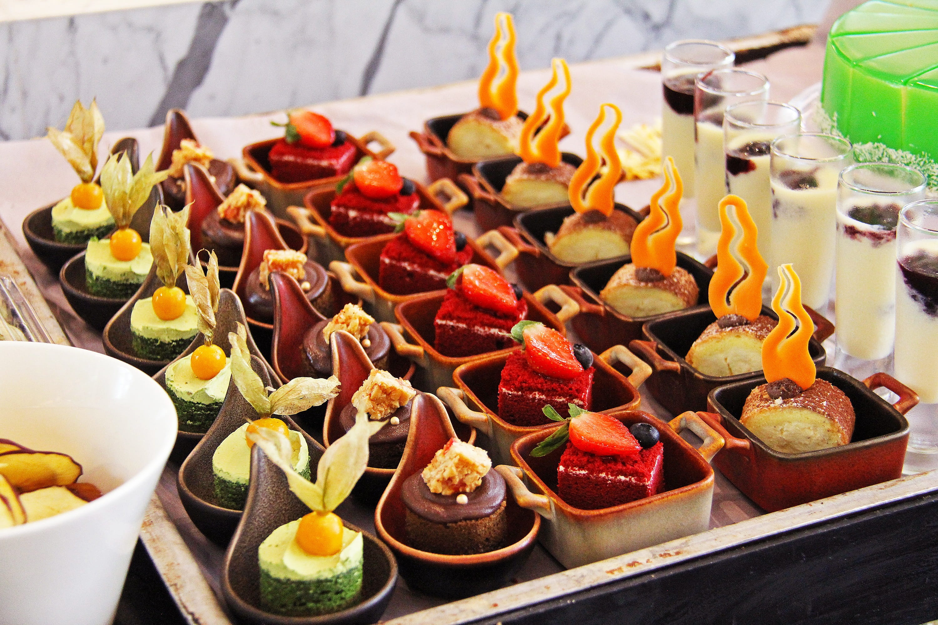 meal, healthy eating, fresh, still life, eating, in a row, food and drink, dessert, indonesia, tray, yummy, 2K, variation, indulgence, no people, jw marriott, HD Wallpaper