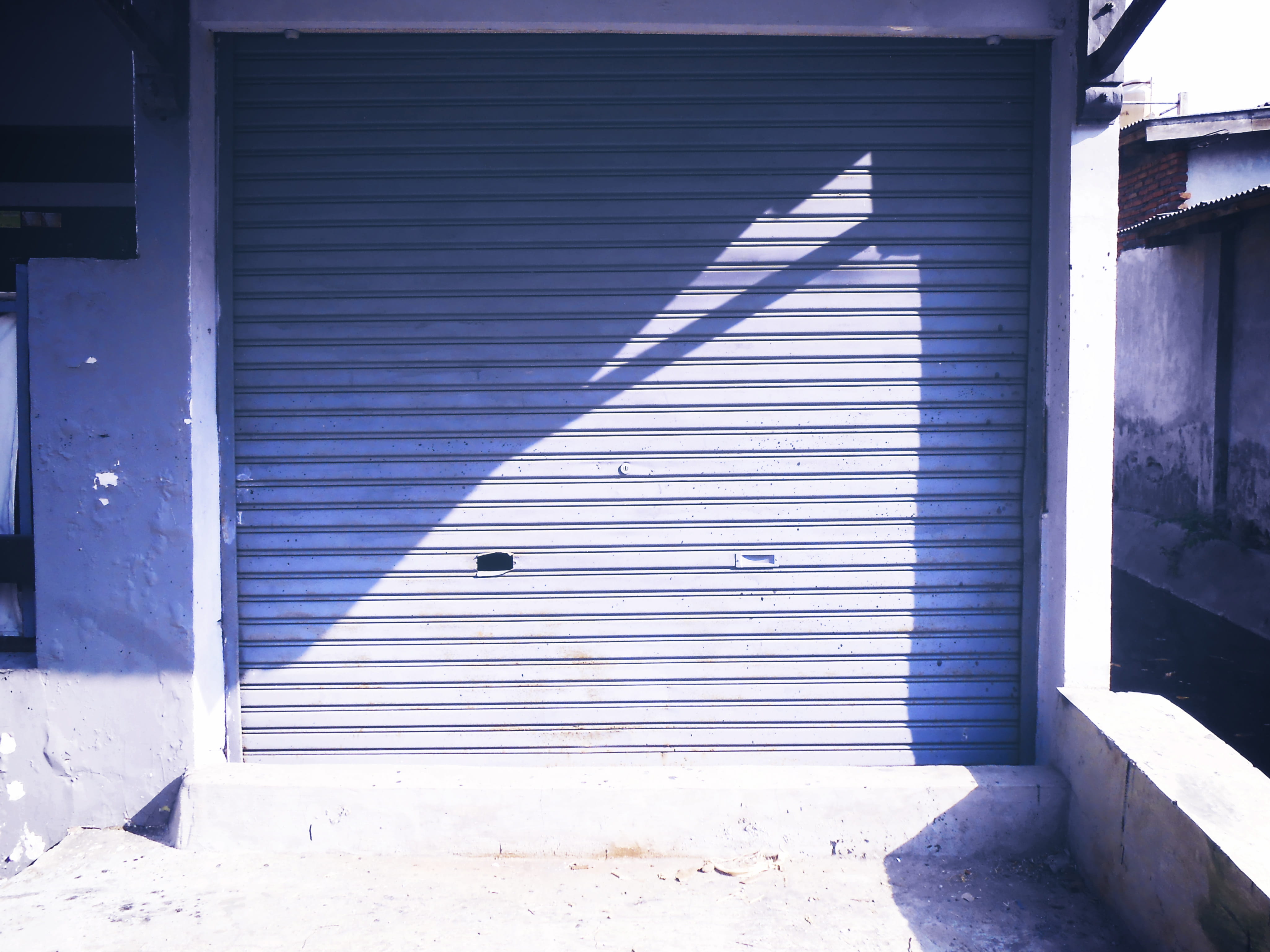 closed, safety, urban, blue, indonesia, steel, center, nature, weathered, iron, corrugated iron, house, gray, built structure, surabaya, architecture, wall - building feature, HD Wallpaper