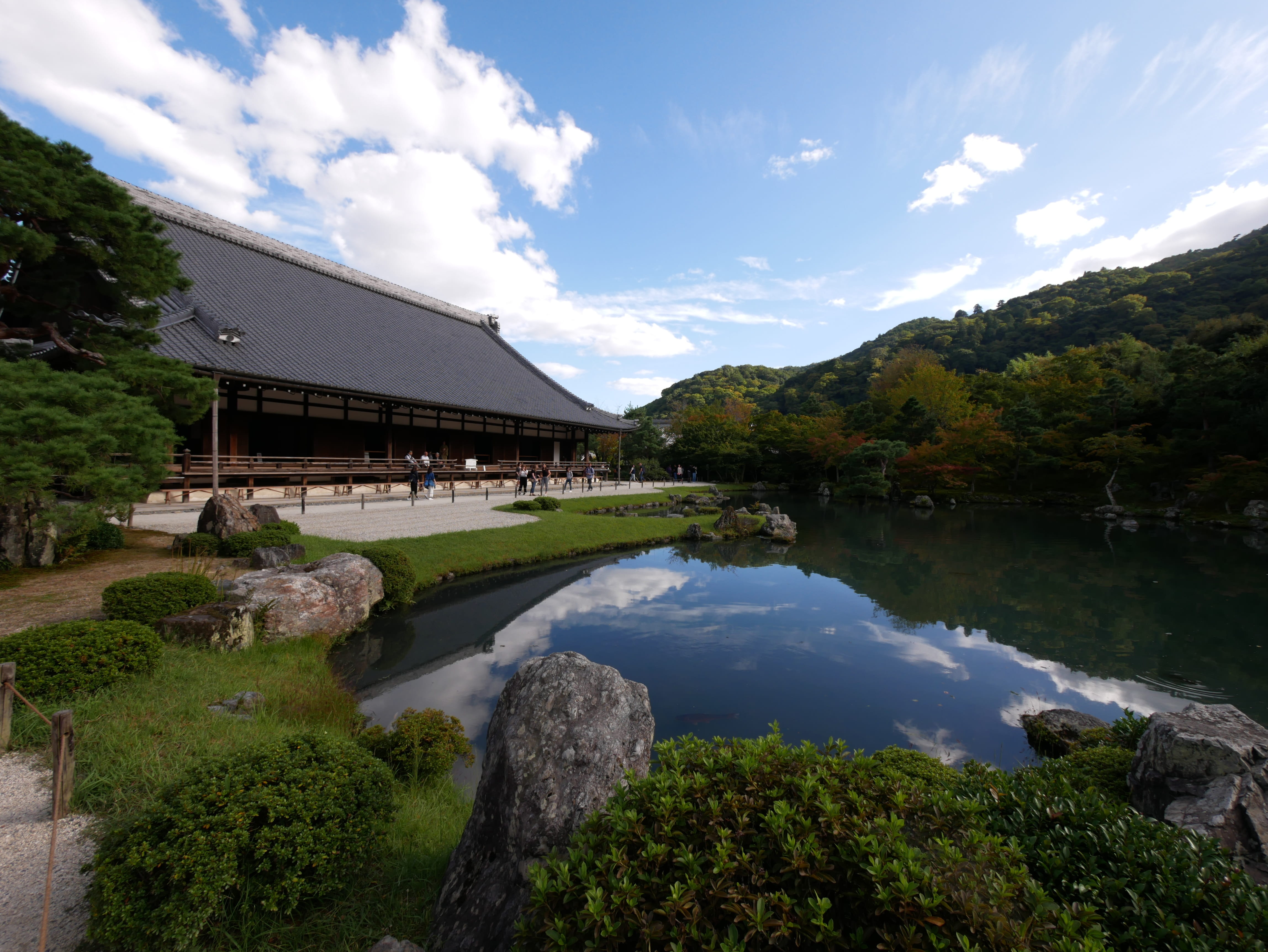 water, sky, architecture, scenics - nature, building exterior, beauty in nature, reflection, tree, arashiyama, built structure, tranquility, tenryuji, 4K, HD Wallpaper