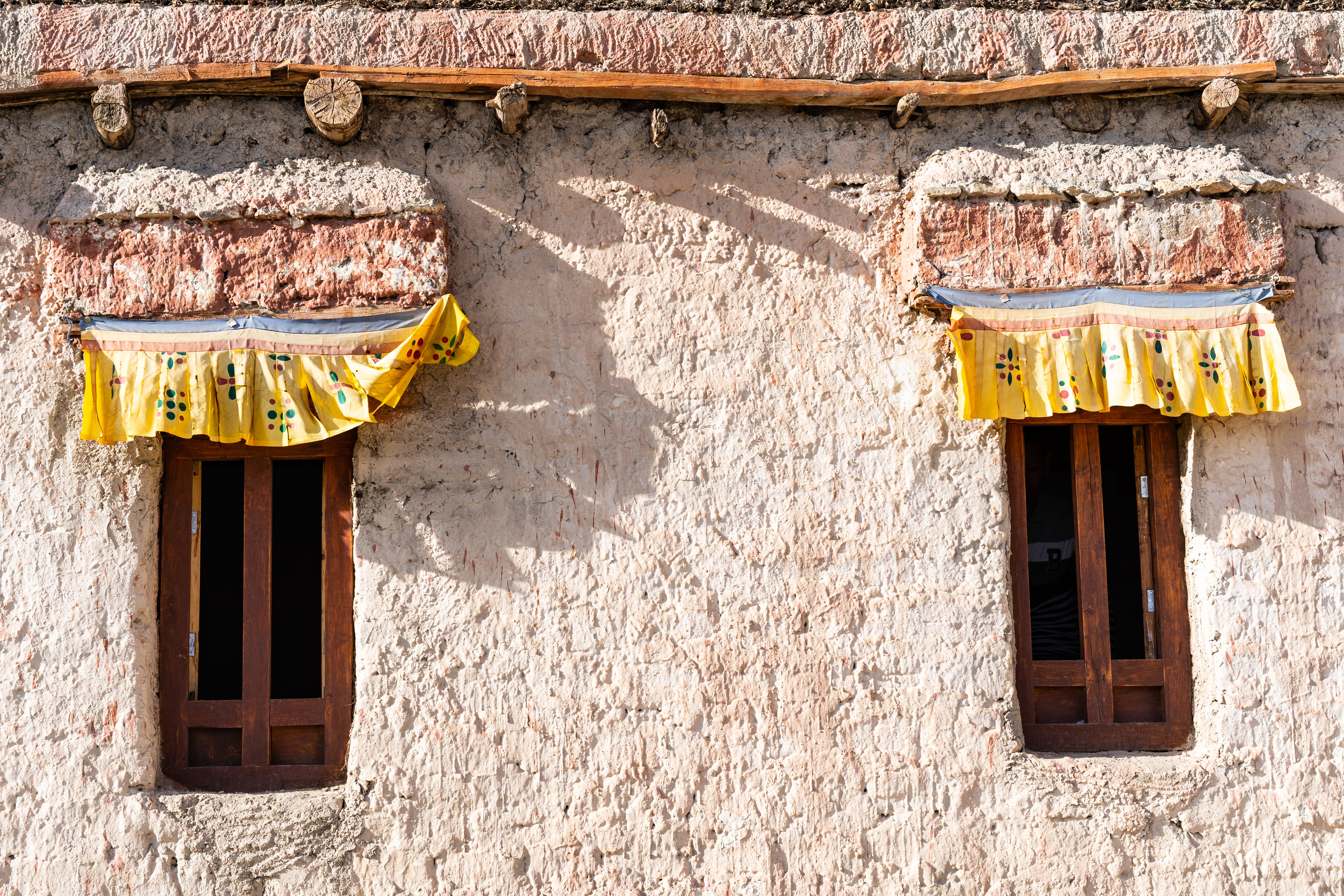 wood - material, nature, roof, low angle view, no people, home decor, yellow, incredibleindia, window, monastery, windows, 55mm, building, 5K, entrance, HD Wallpaper