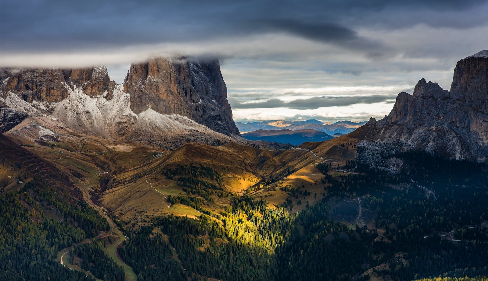 travel destinations, no people, scenics - nature, rock, environment, Dolomites (mountains), photography, sky, 720P, land, aerial, sunlight, mountains, HD Wallpaper