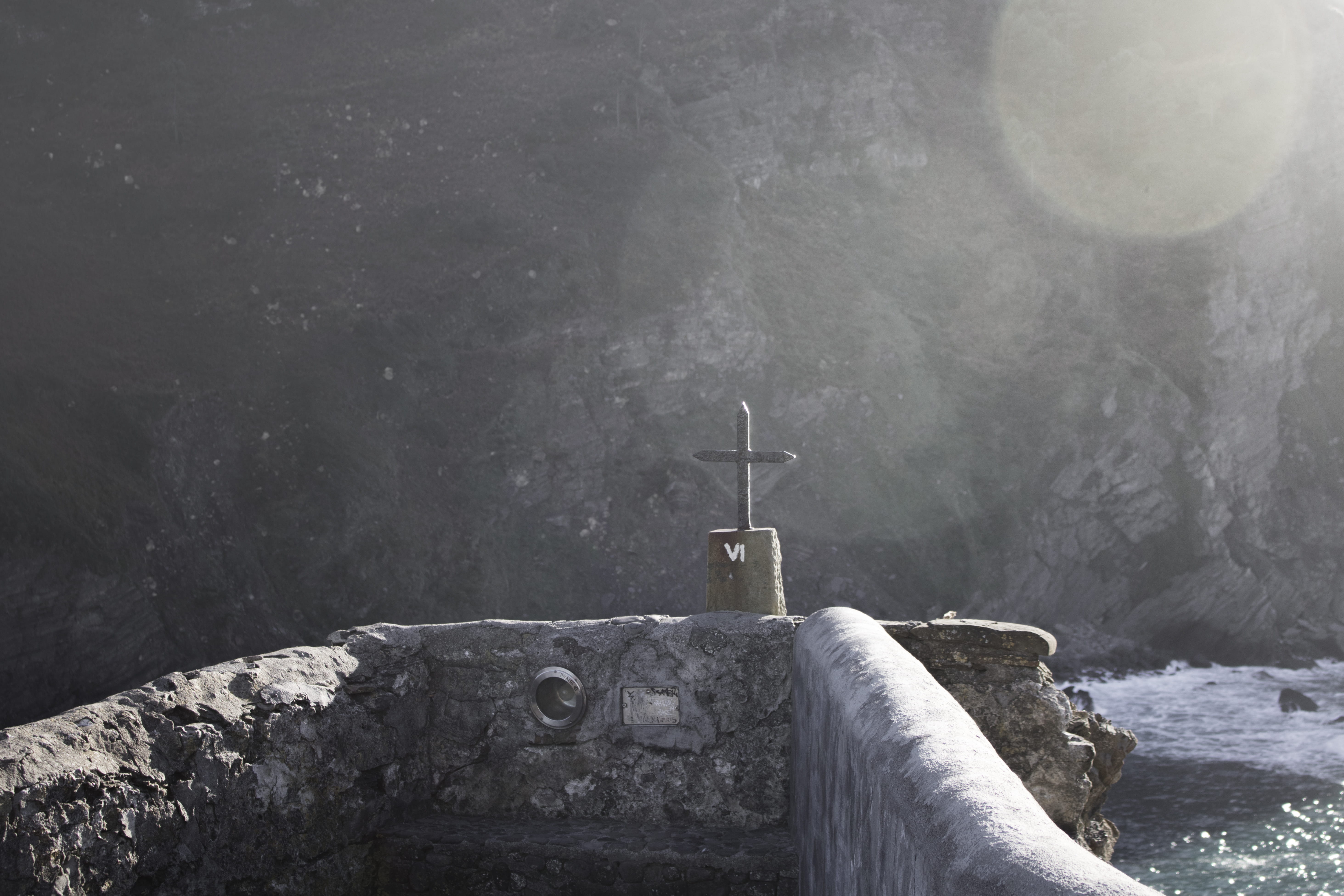 sunlight, spirituality, day, outdoors, basque country, ancient, building exterior, san juan de gaztelugatxe, no people, upstairs, 5K, water, solid, concrete, HD Wallpaper
