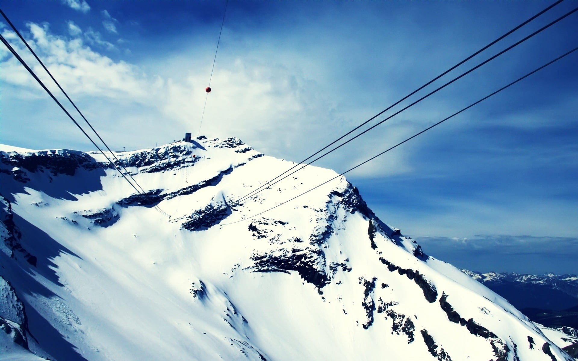 scenics, mountain, ice, skiing, black, european Alps, winter, top, sky, 1080P, adventure, overhead Cable Car, high Up, environment, cable, scenics - nature, HD Wallpaper