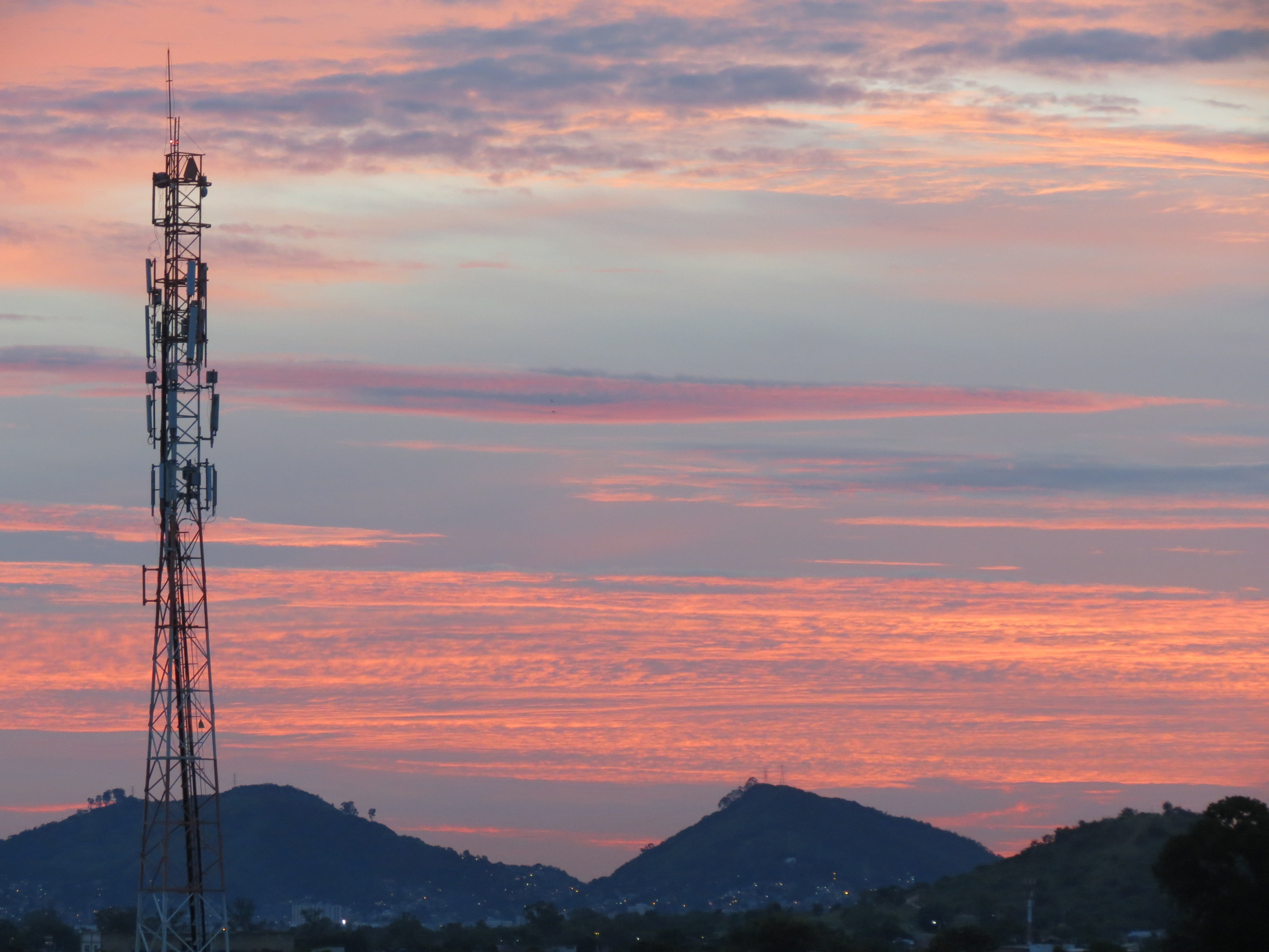 global communications, rio de janeiro, landscape, city, scenics - nature, cloud - sky, cable, communication, beauty in nature, silhouette, electricity pylon, HD Wallpaper