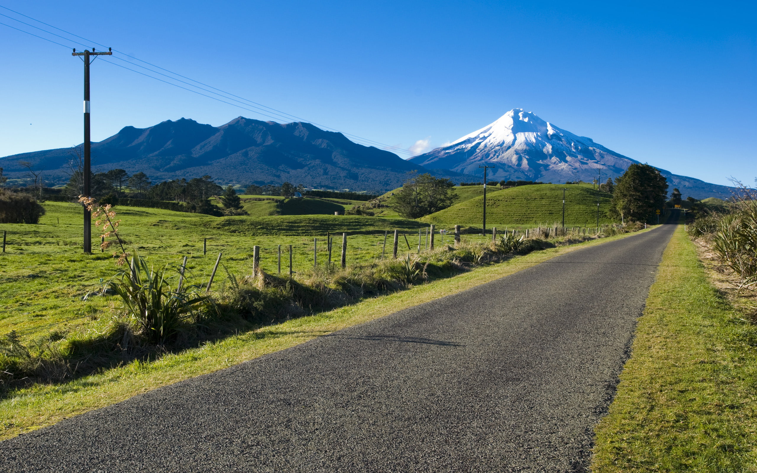 vanishing point, environment, road, cable, mountain peak, the way forward, nature, scenics - nature, tranquil scene, beauty in nature, no people, snowcapped mountain, HD Wallpaper