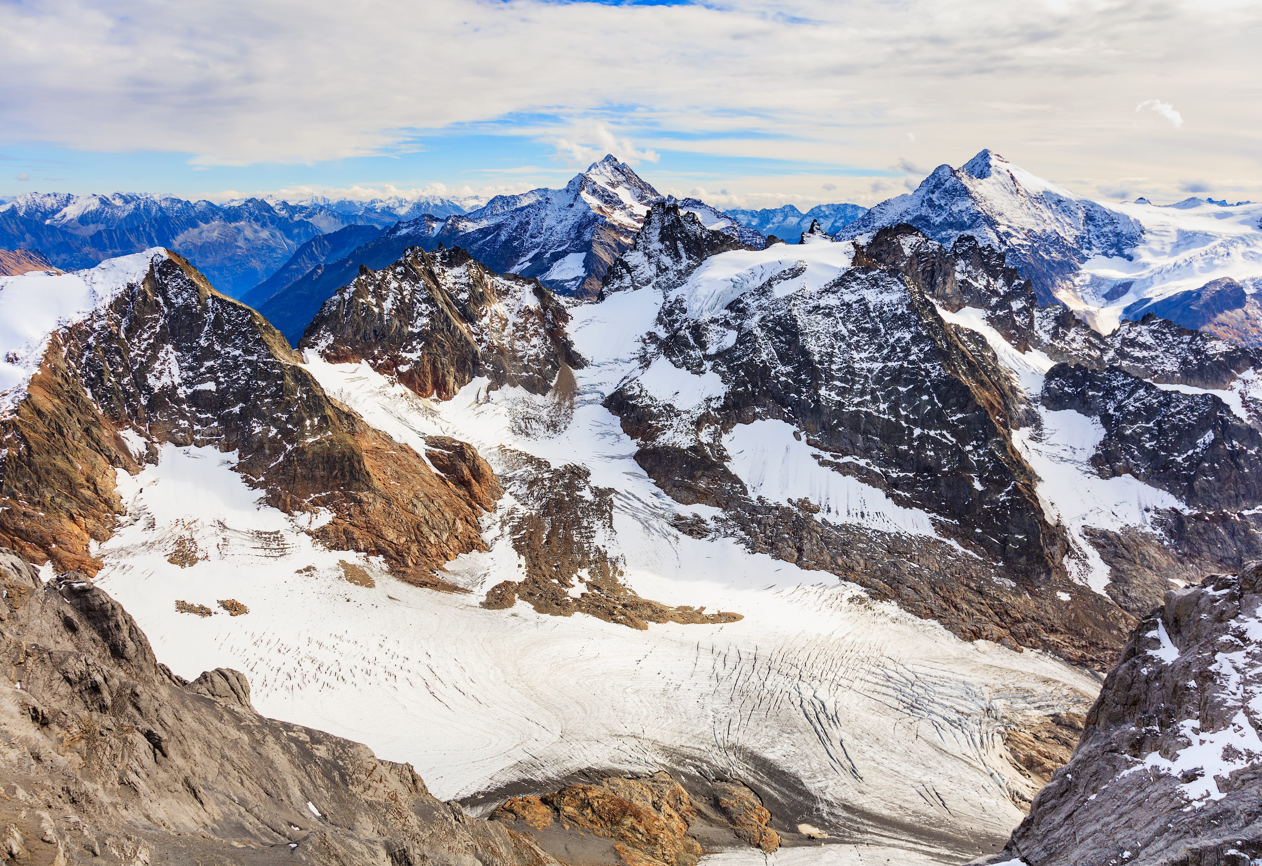 winter, wintertime, peak, landscape, europe, outdoors, formation, swiss alps, tranquility, nature, swiss, travel destination, white, ice, mount titlis, HD Wallpaper