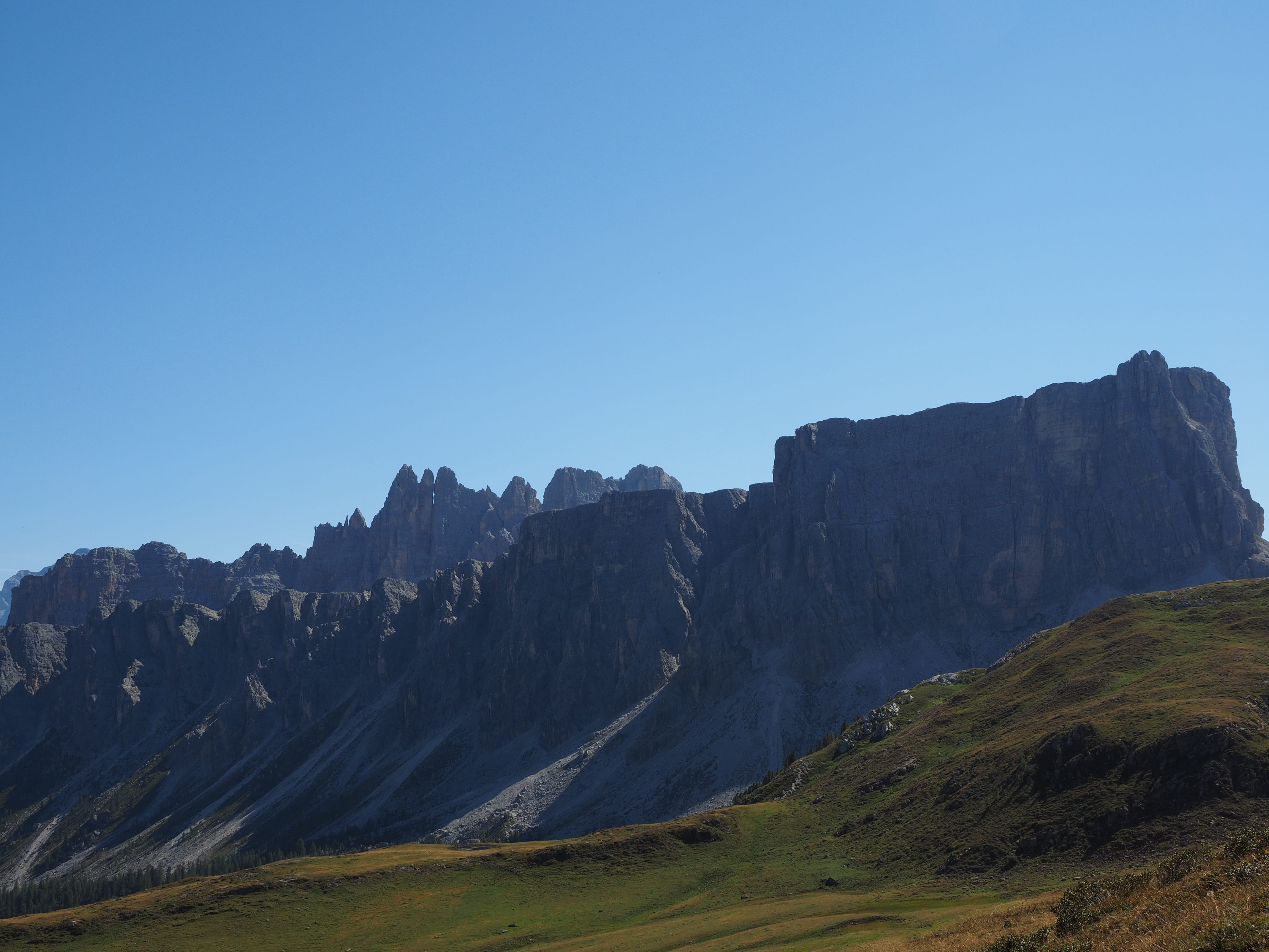 non-urban scene, tranquility, grand diedro, no people, mountain range, environment, remote, passo giau, sky, landscape, rock, mountains, clear sky, nature, HD Wallpaper
