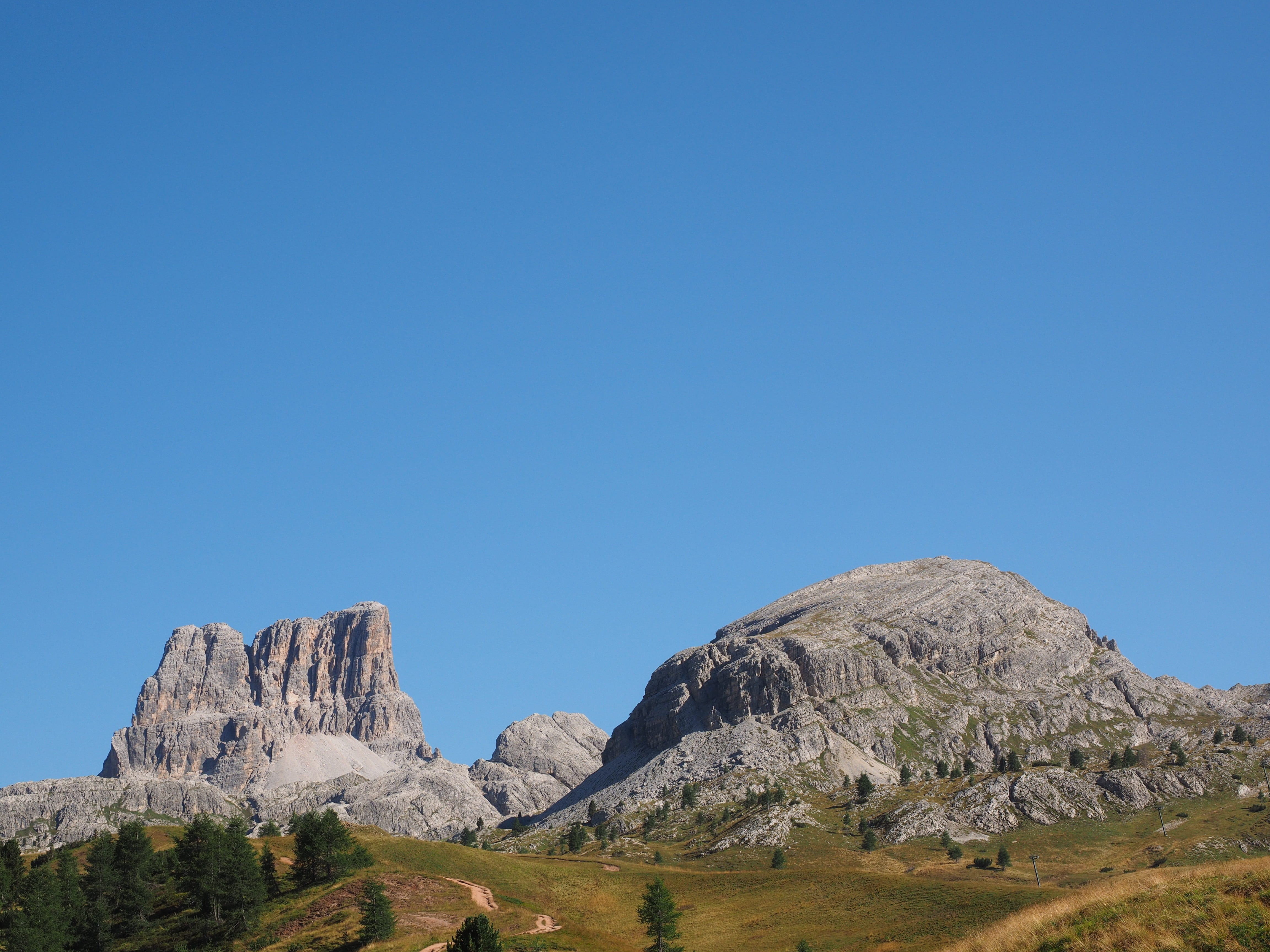 scenics - nature, tranquil scene, climate, blue, monte averau, non-urban scene, no people, tranquility, eroded, day, outdoors, rock formation, dolomites, HD Wallpaper