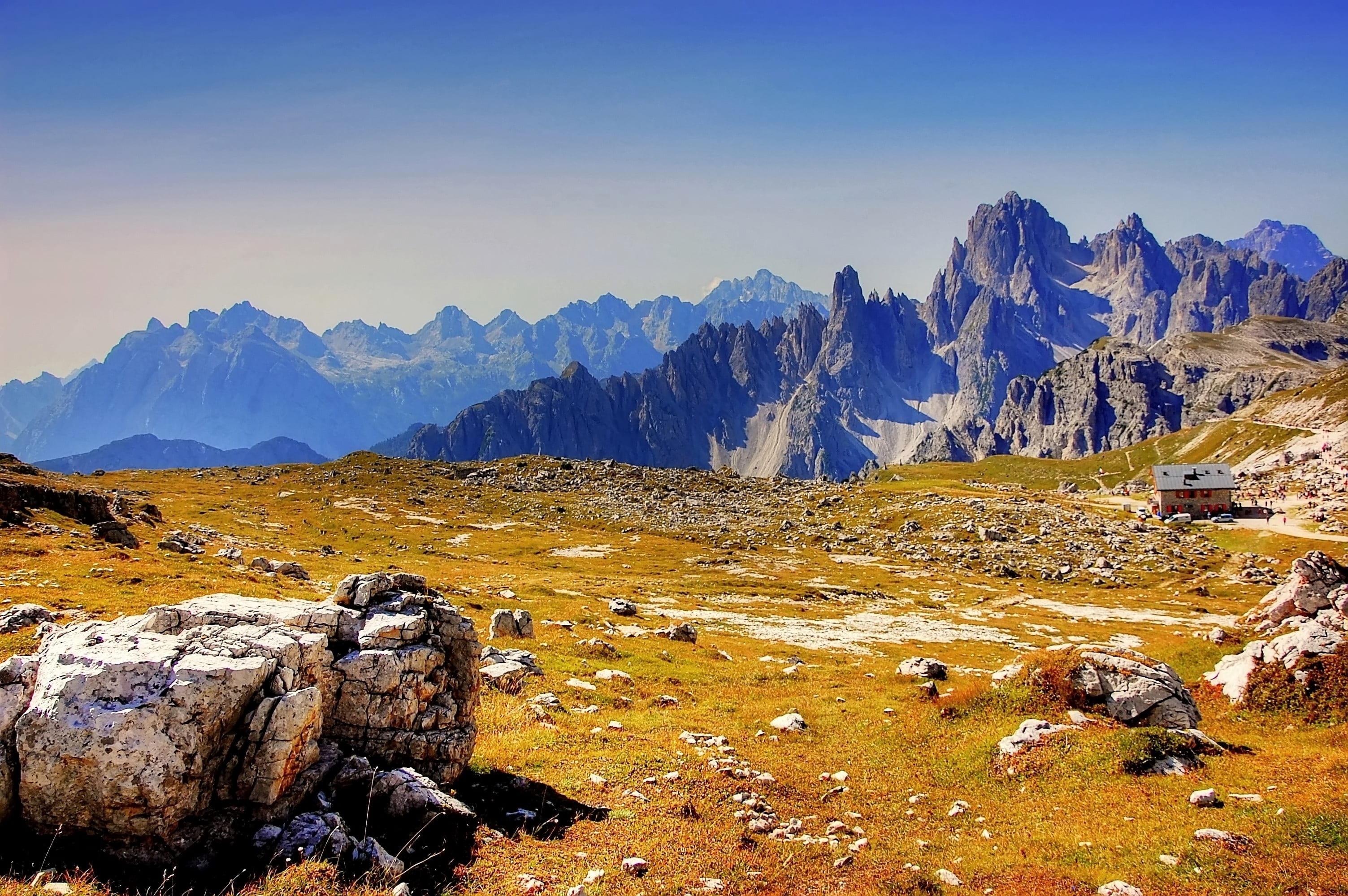 snowcapped mountain, clouds, solid, dolomites, climb, rock, beauty in nature, unesco world heritage, scenics - nature, three zinnen, mountain peak, mountain range, HD Wallpaper