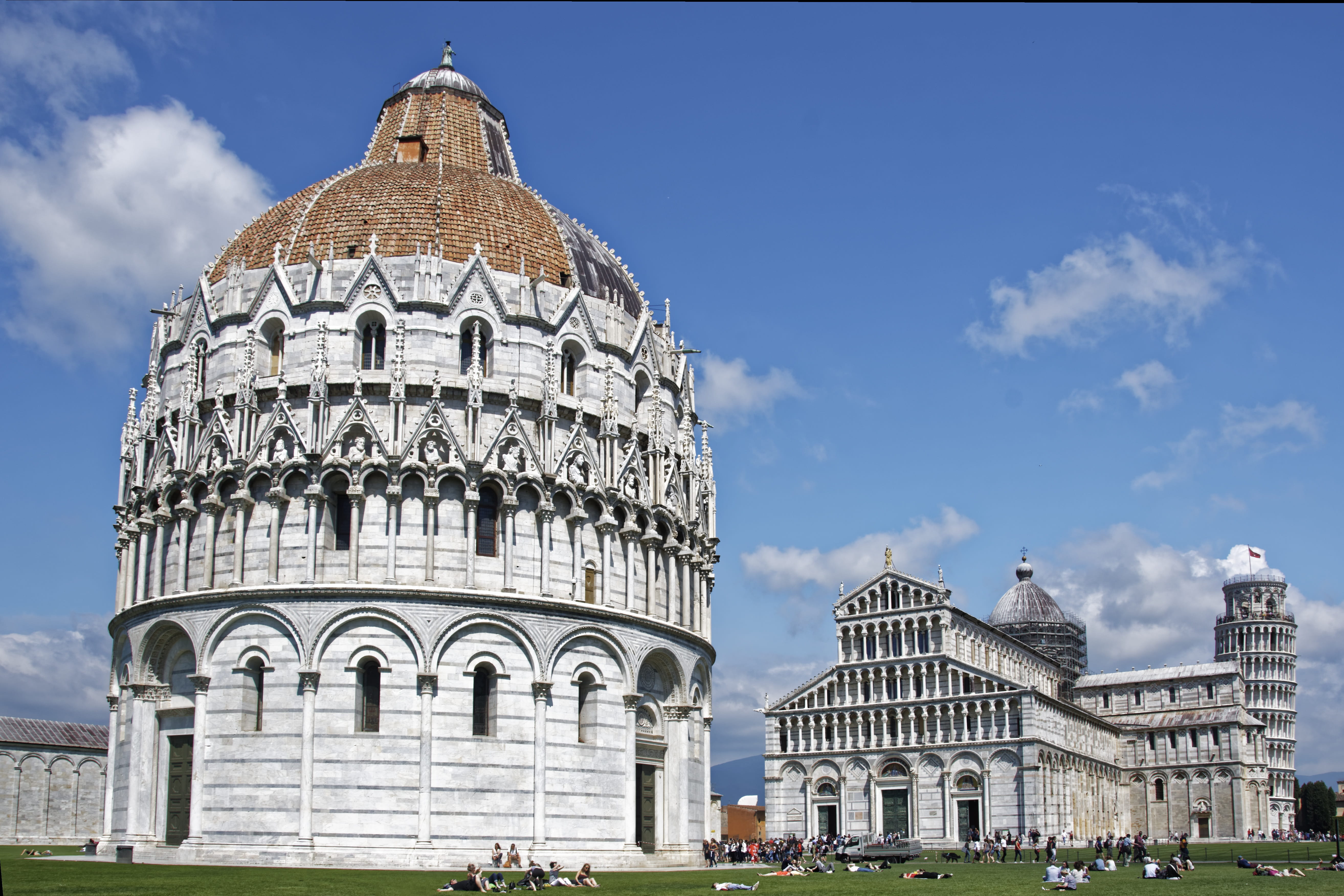 religion, day, church, city, building exterior, leaning tower, sky, dome, piazza dei miracoli, built structure, history, 5K, the cathedral of santa maria assunta, HD Wallpaper