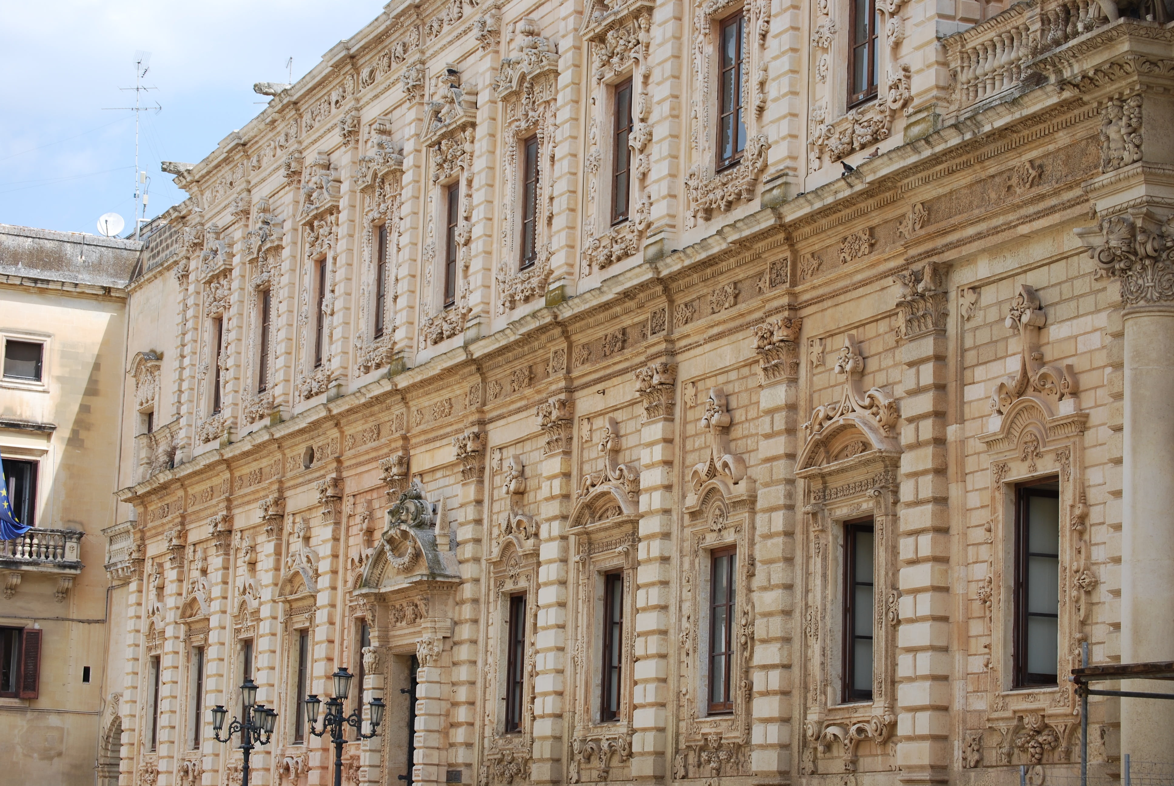 sky, nature, baroque, lecce, the past, architecture, building exterior, travel destinations, outdoors, in a row, palazzo dei celestini, italy, no people, HD Wallpaper
