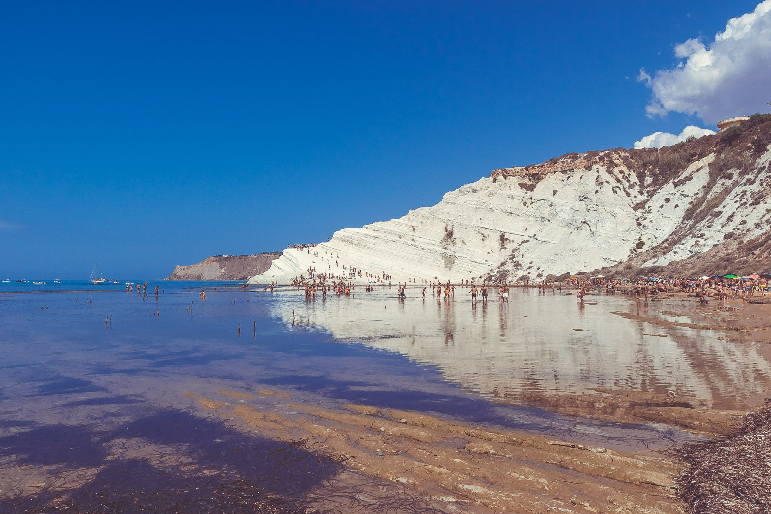 day, nature, 1080P, scenics - nature, environment, land, scala dei turchi, blue, no people, tranquil scene, beach, mountain, sky, tranquility, reflection, HD Wallpaper