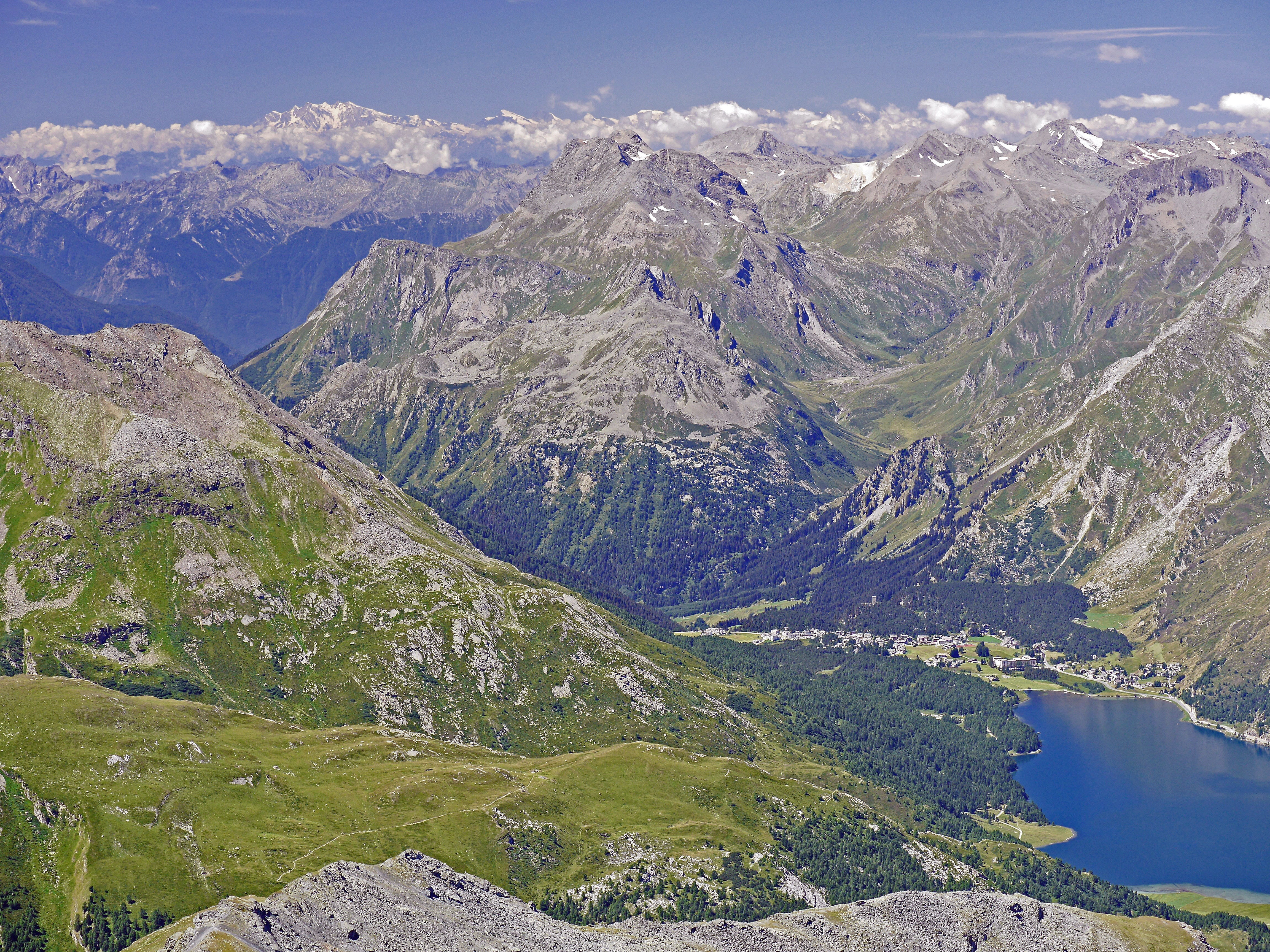 tranquil scene, mountains, clear, tranquility, distant view, high valley, rhätikon, landscape, 4K, water, mountain, maloja pass, remote, switzerland, plant, HD Wallpaper