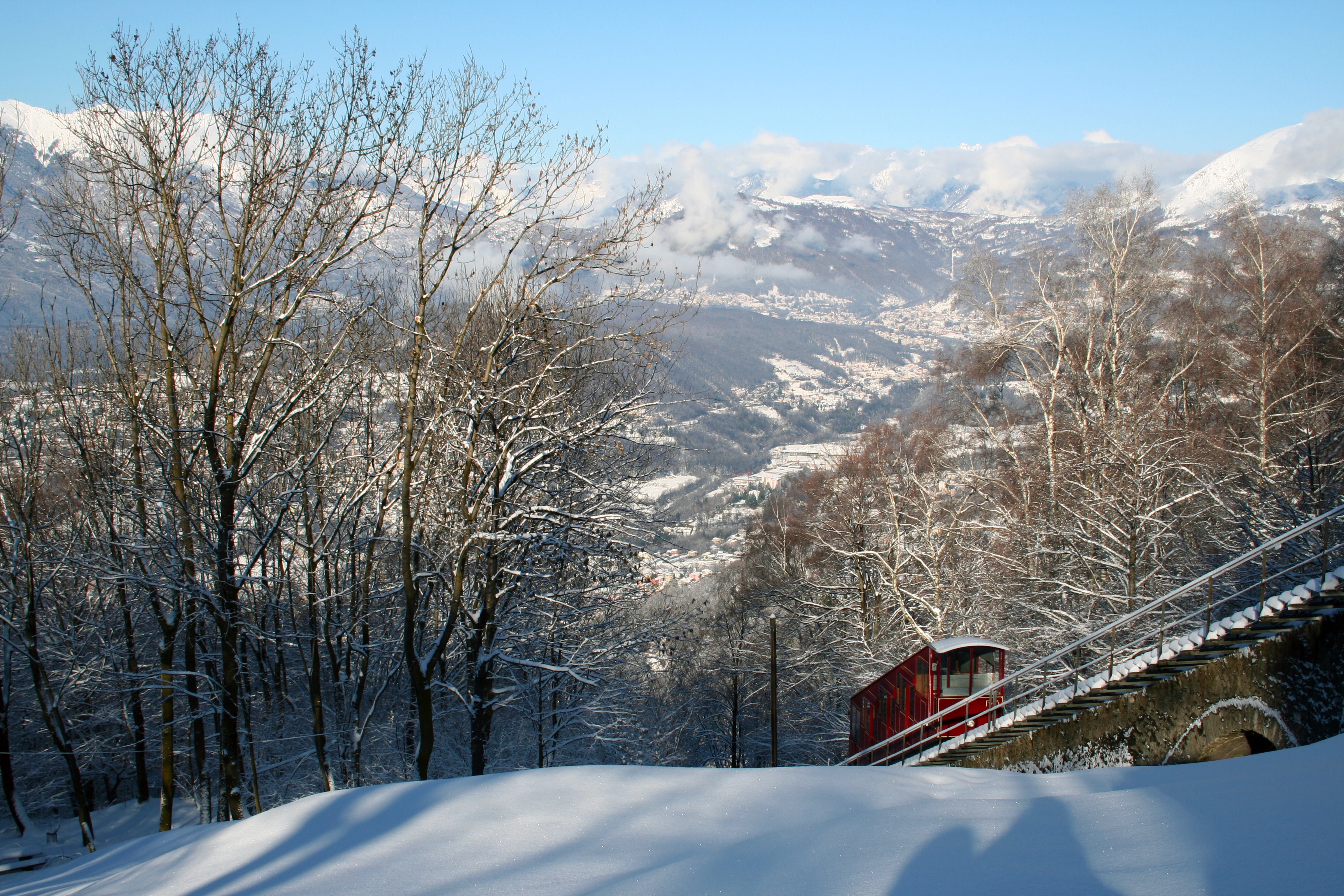 architecture, beauty in nature, scenics - nature, cold temperature, natural, outdoors, tranquility, train, lugano, mountain, no people, plant, mountains, HD Wallpaper