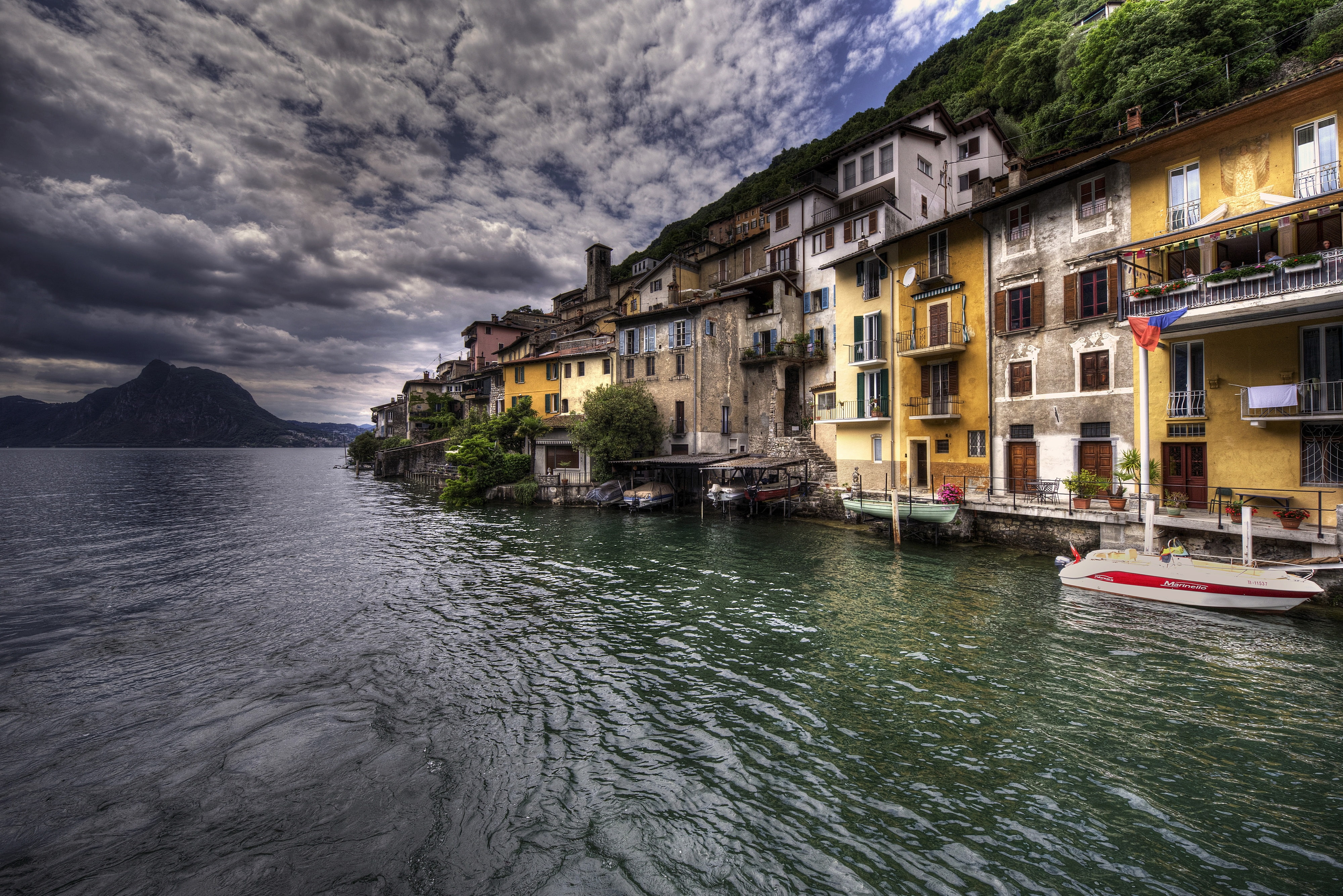 HDR, Gandria, Switzerland, 4K, Lake Lugano, lake, HD Wallpaper