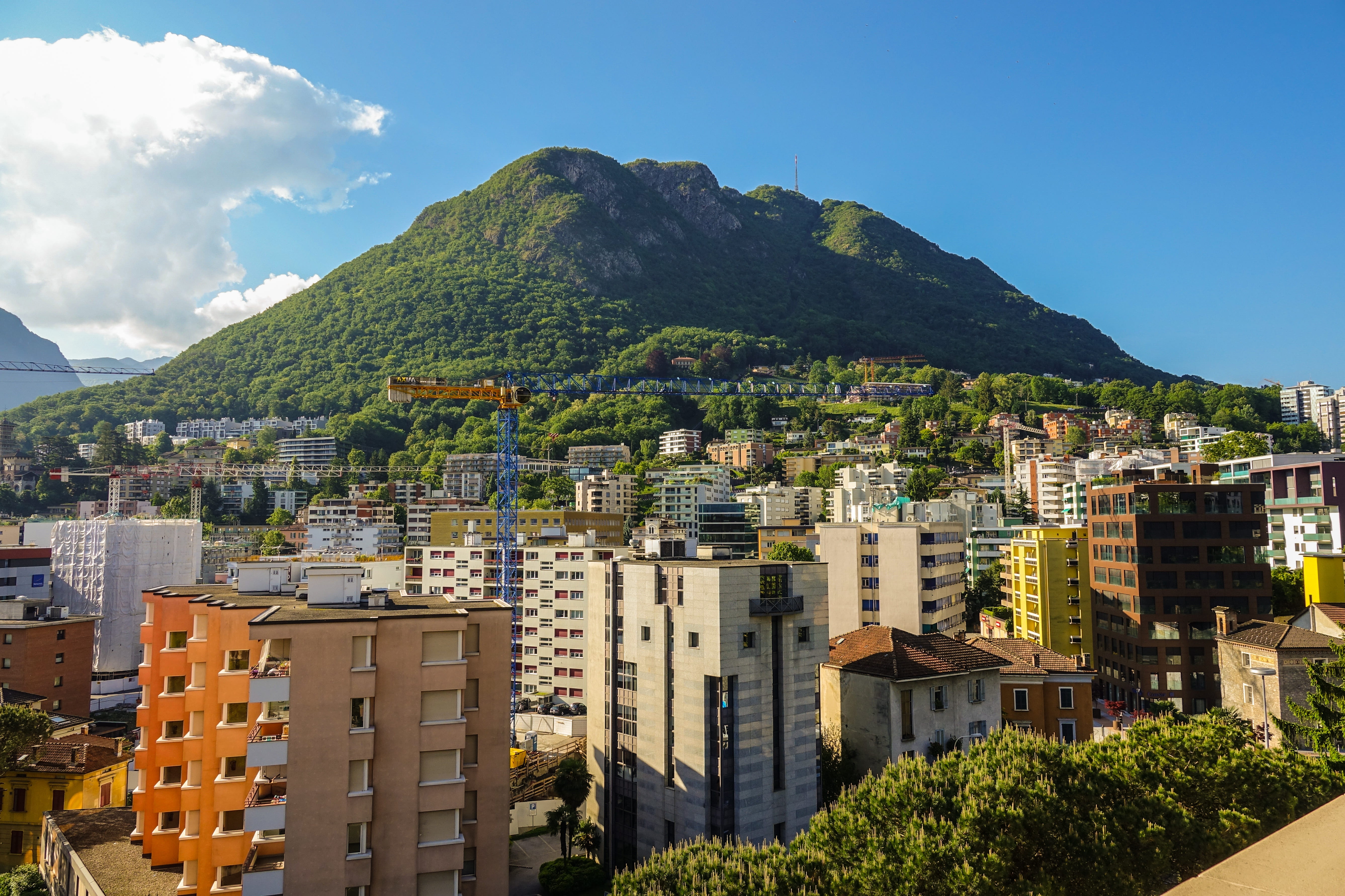summer, swiss, residential district, plant, outdoor, sky, switzerland, 5K, tessin, nature, cityscape, vacation, day, built structure, building, san salvatore, HD Wallpaper