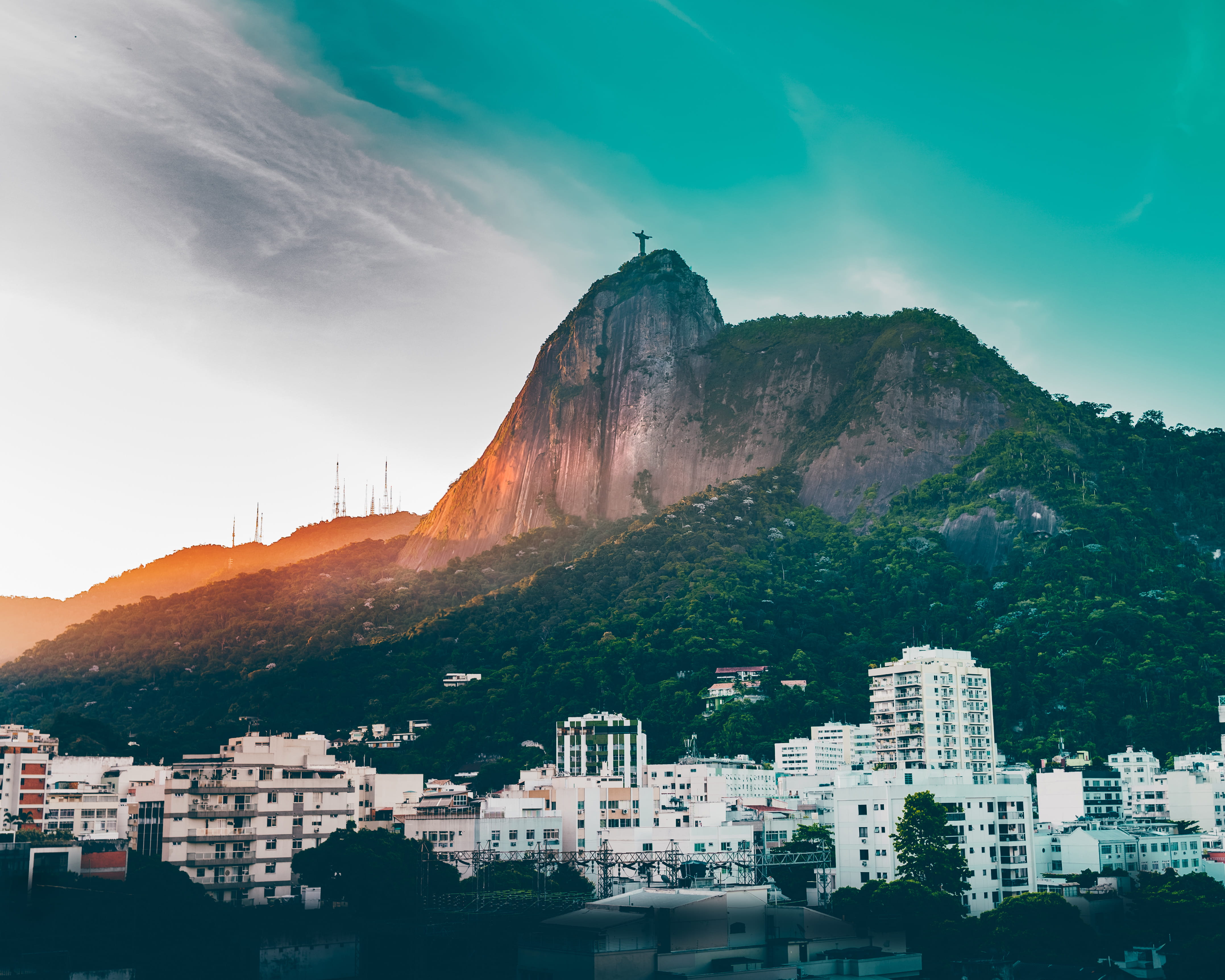 outdoors, city, scenics - nature, blue, scenery, de, peak, panoramic, janero, architecture, building, town, mountain, landscape, 4K, built structure, christ, HD Wallpaper