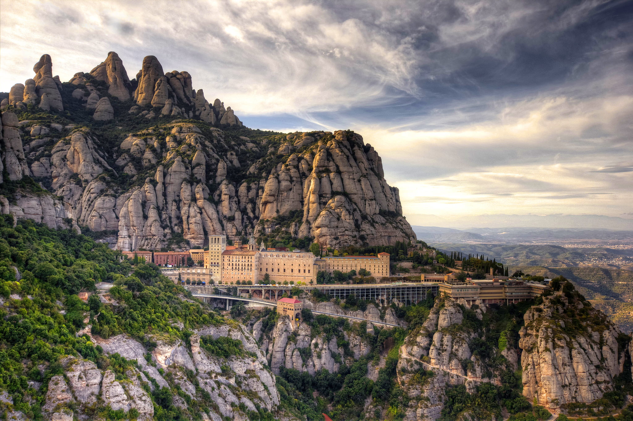 outdoors, cloud - sky, building, tourism, travel destinations, the past, building exterior, architecture, travel, formation, rock - object, Spain, nature, HD Wallpaper