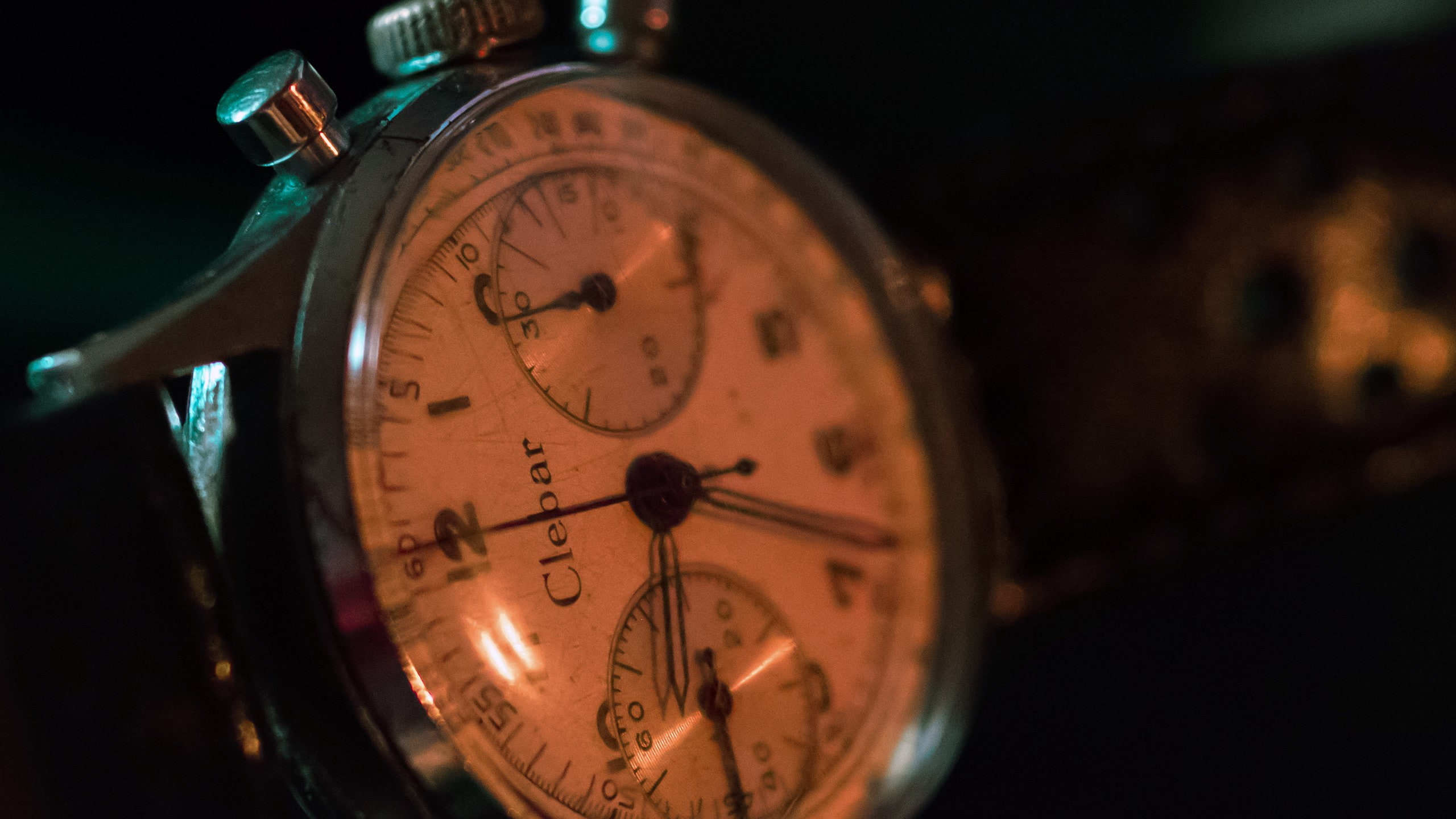 black background, accuracy, indoors, clock, close-up, focus on foreground, clock face, minute hand, no people, studio shot, dark, antique, personal accessory, HD Wallpaper