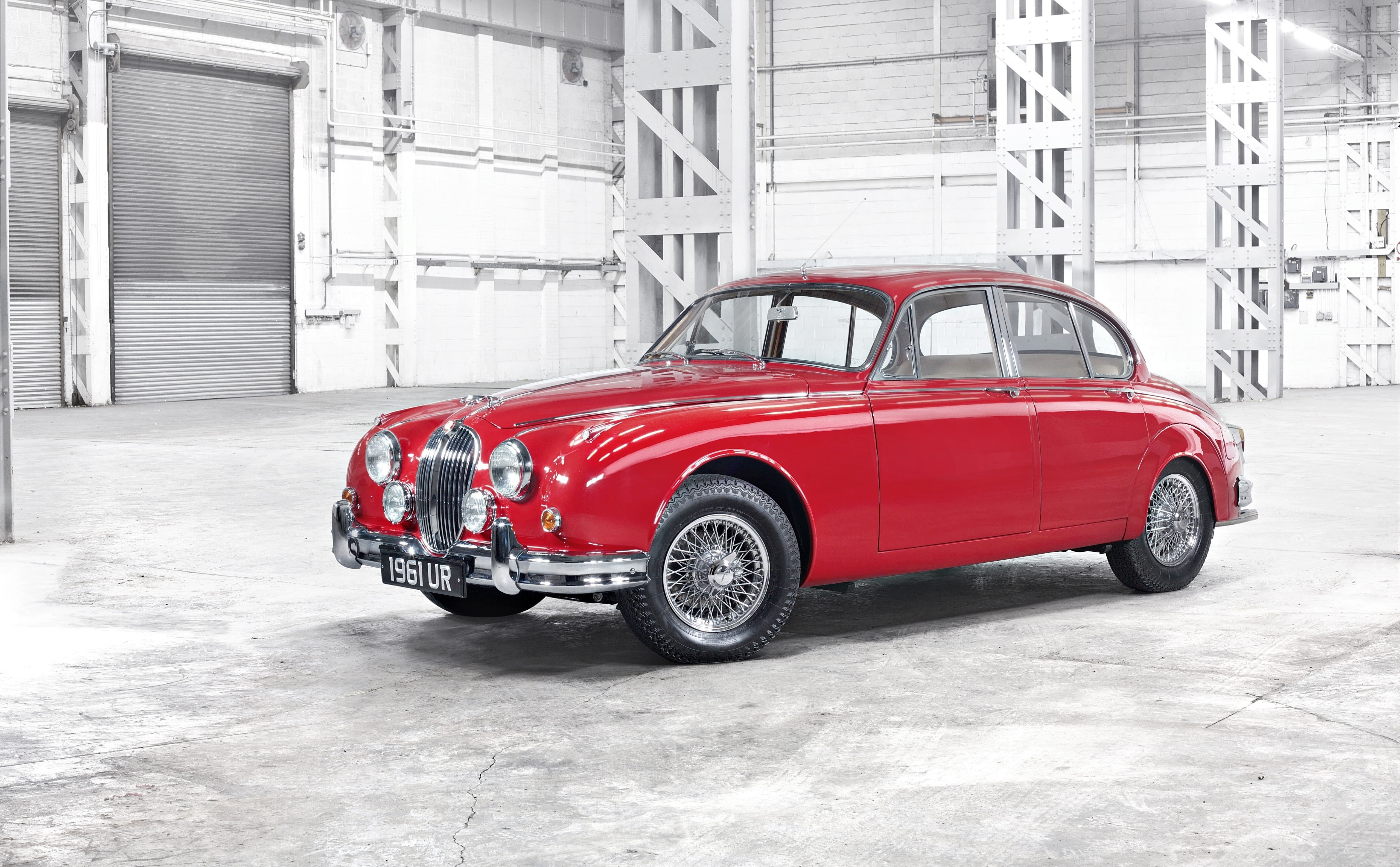 Classic Cars, architecture, Jaguar, mode of transportation, built structure, Motors, retro styled, 1961, transportation, car, clean, building exterior, HD Wallpaper
