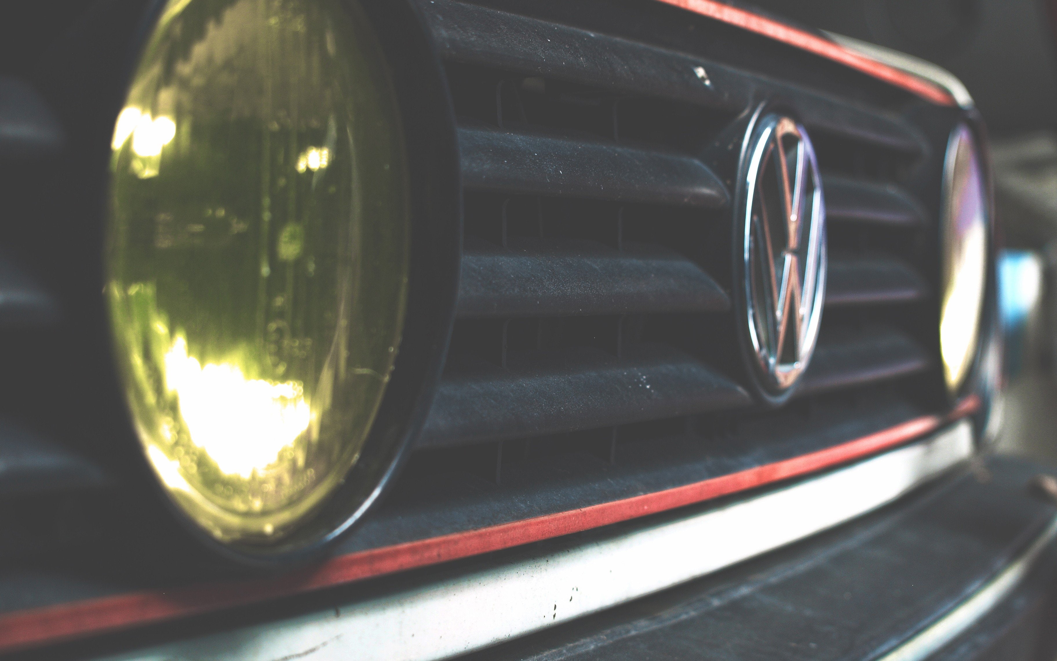 car, volkswagen, vehicle, 2K, Volkswagen Golf Mk2, Volkswagen Golf, Yellow Headlights, HD Wallpaper