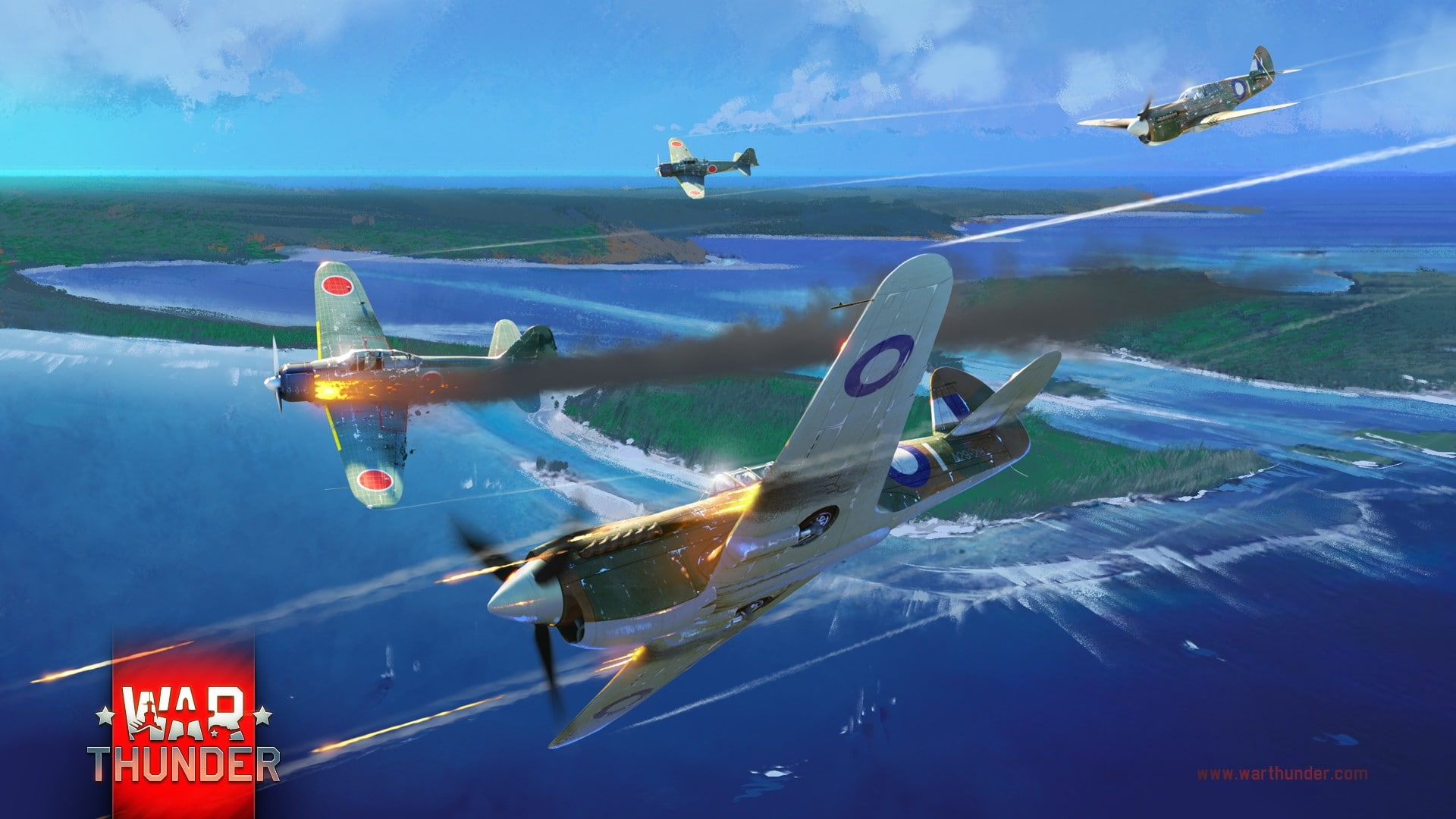 day, sport, 1080P, swimming, on the move, underwater, flying, airplane, sea, military, transportation, nature, War Thunder, Gaijin Entertainment, outdoors, HD Wallpaper