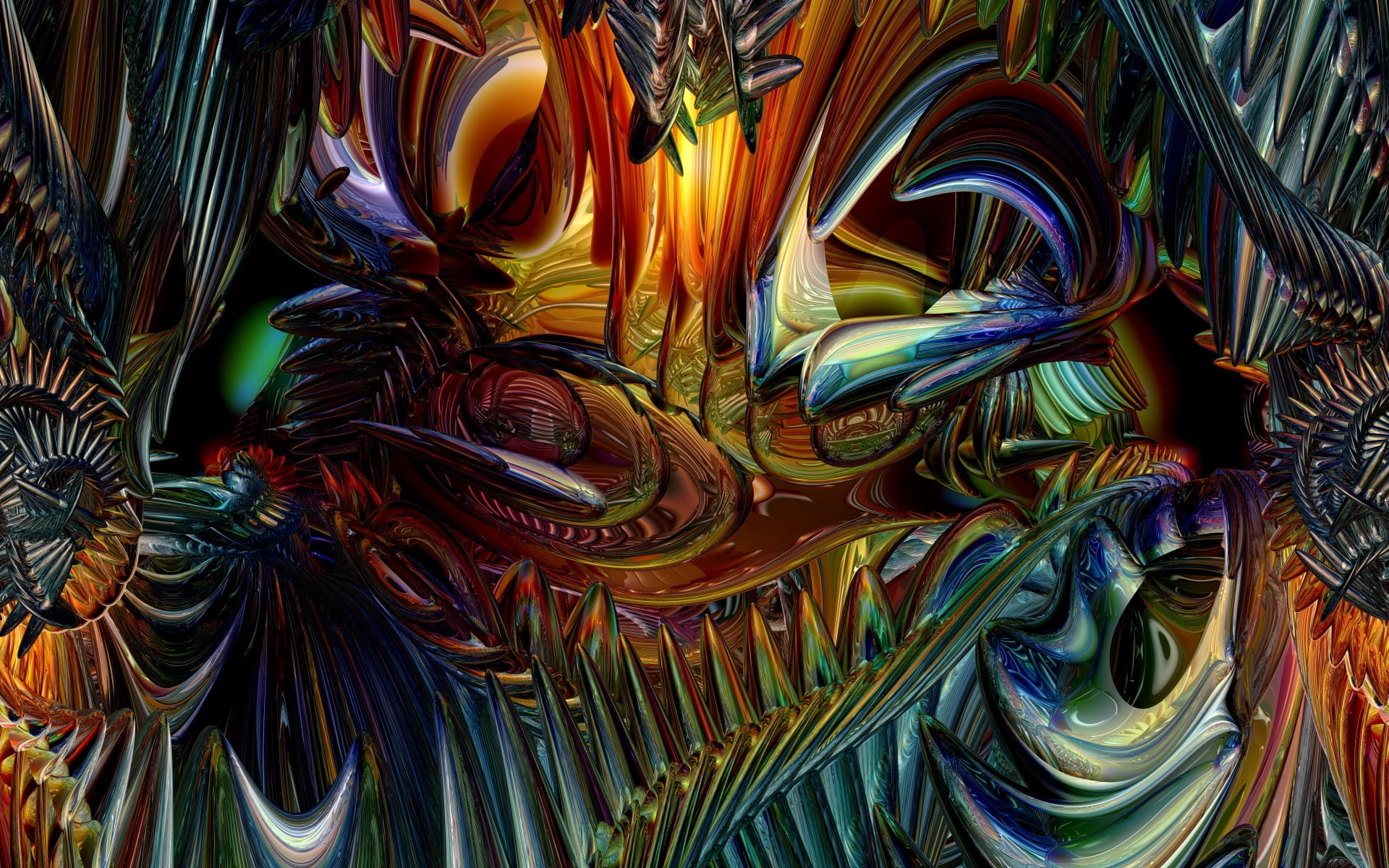 detail, surreal, close-up, large group of objects, blue, art Product, multi Colored, kaleidoscope, spiral, day, red, chaos, animal representation, curve, HD Wallpaper