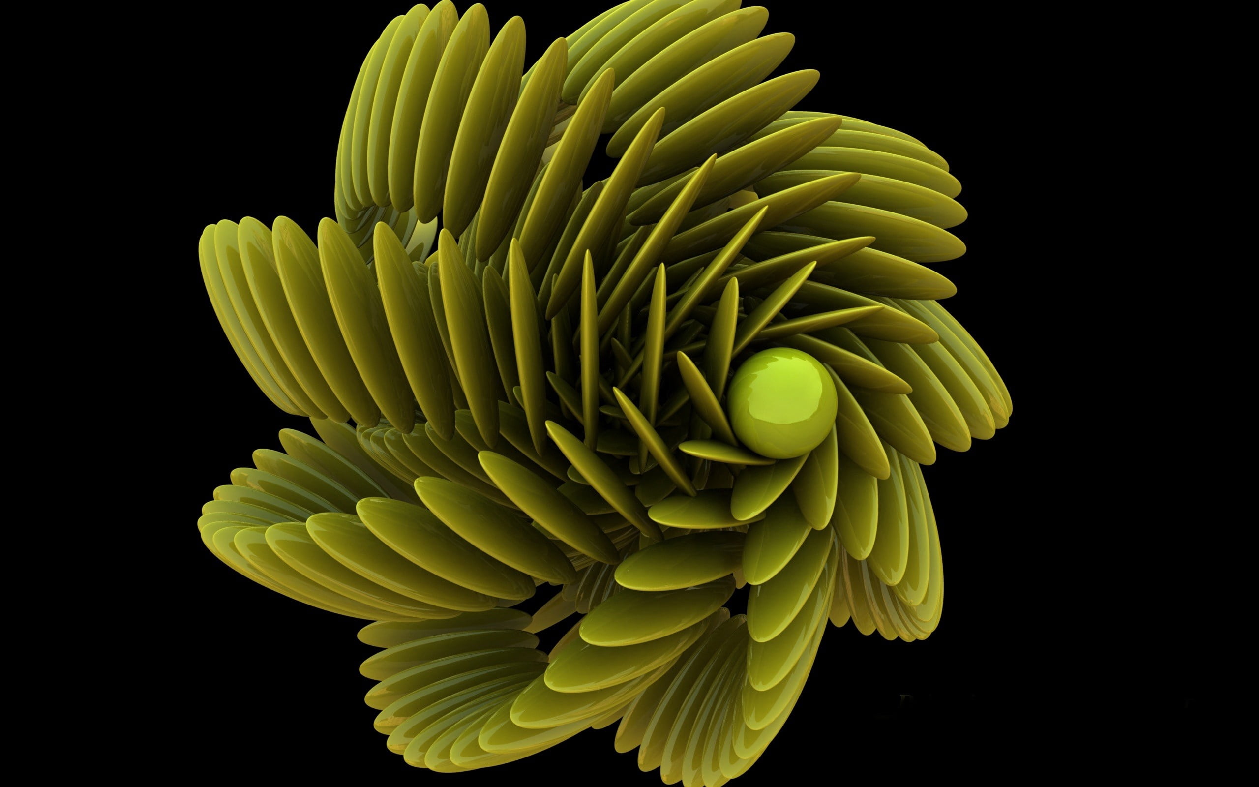 flower, freshness, illusion, inflorescence, close-up, abstract, black background, shadow, vector, compound, spiral, yellow, nature, fragility, symbol, petal, HD Wallpaper
