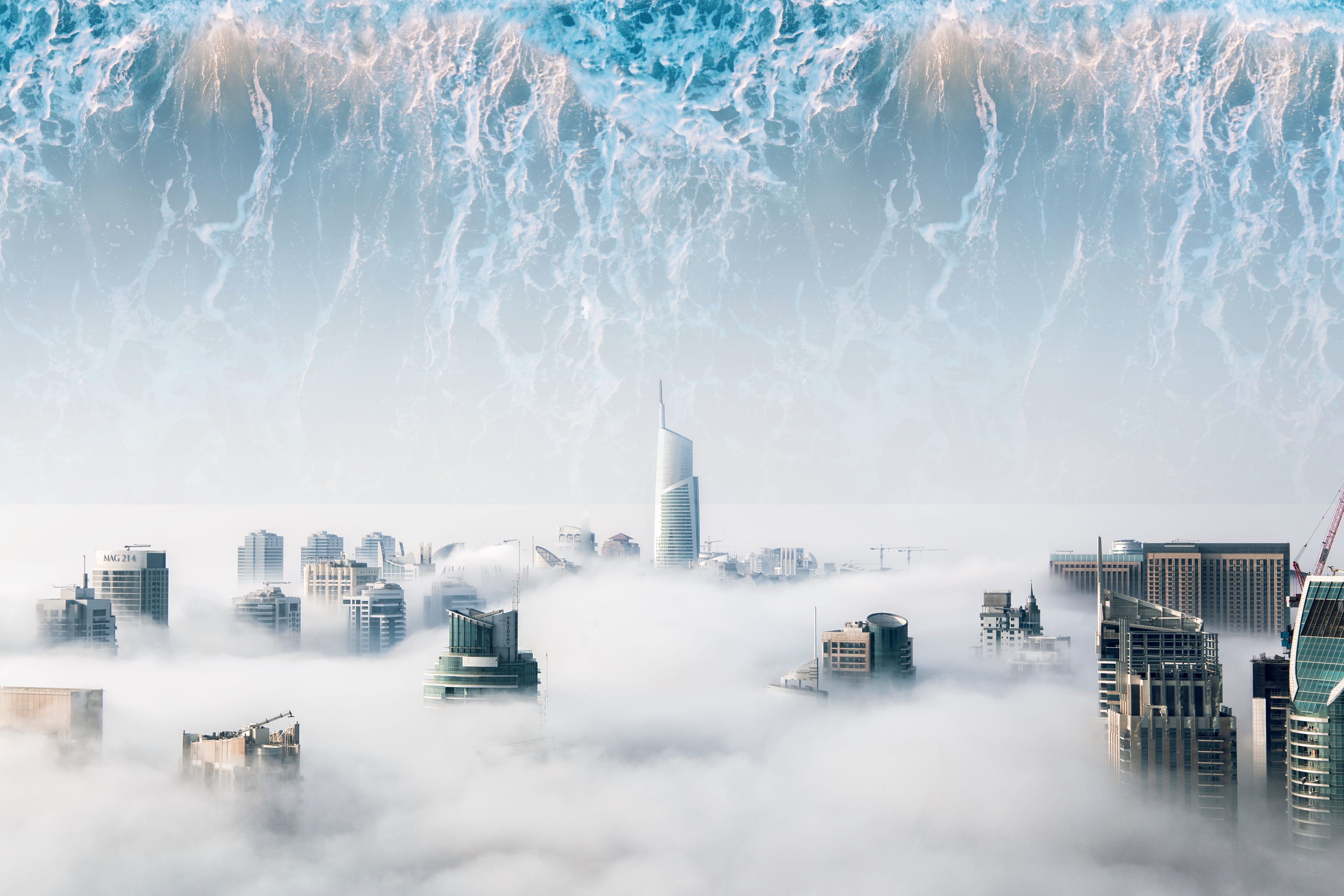 skyscraper, tourism, sky, tower, architecture, gradient, outdoors, breathtaking, soothing, travel destinations, blue, travel, no people, mythical land, HD Wallpaper