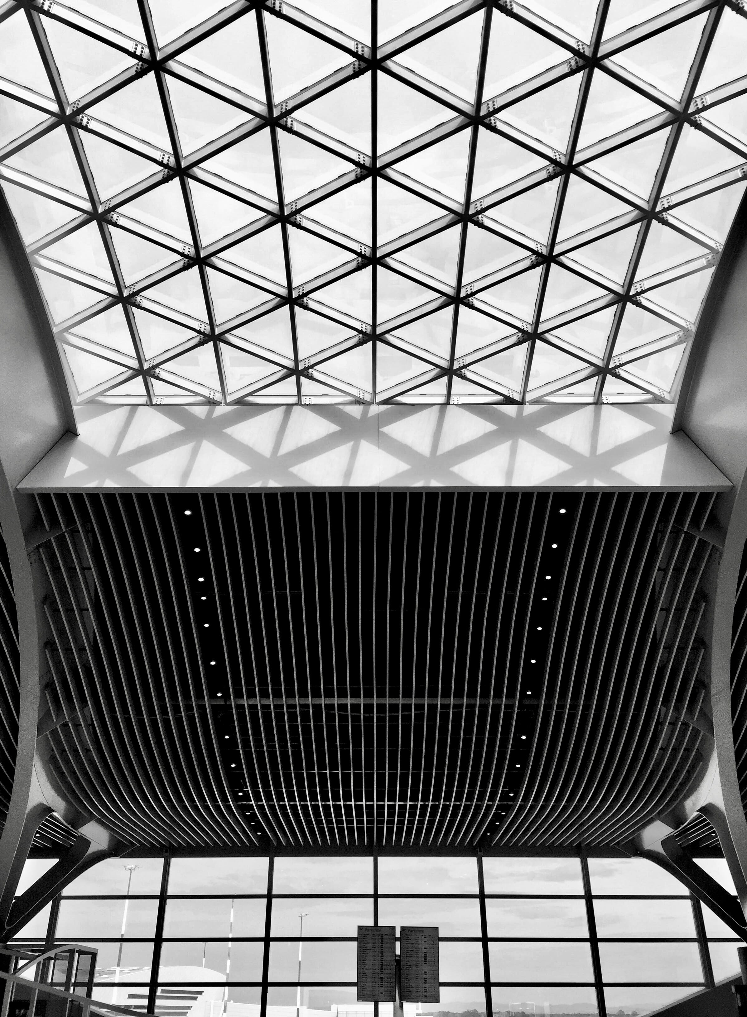 no people, low angle view, indoors, automobile, architecture and art, grille, abstract, metal, architectural feature, modern, design, fiumicino, urban, Phone HD Wallpaper