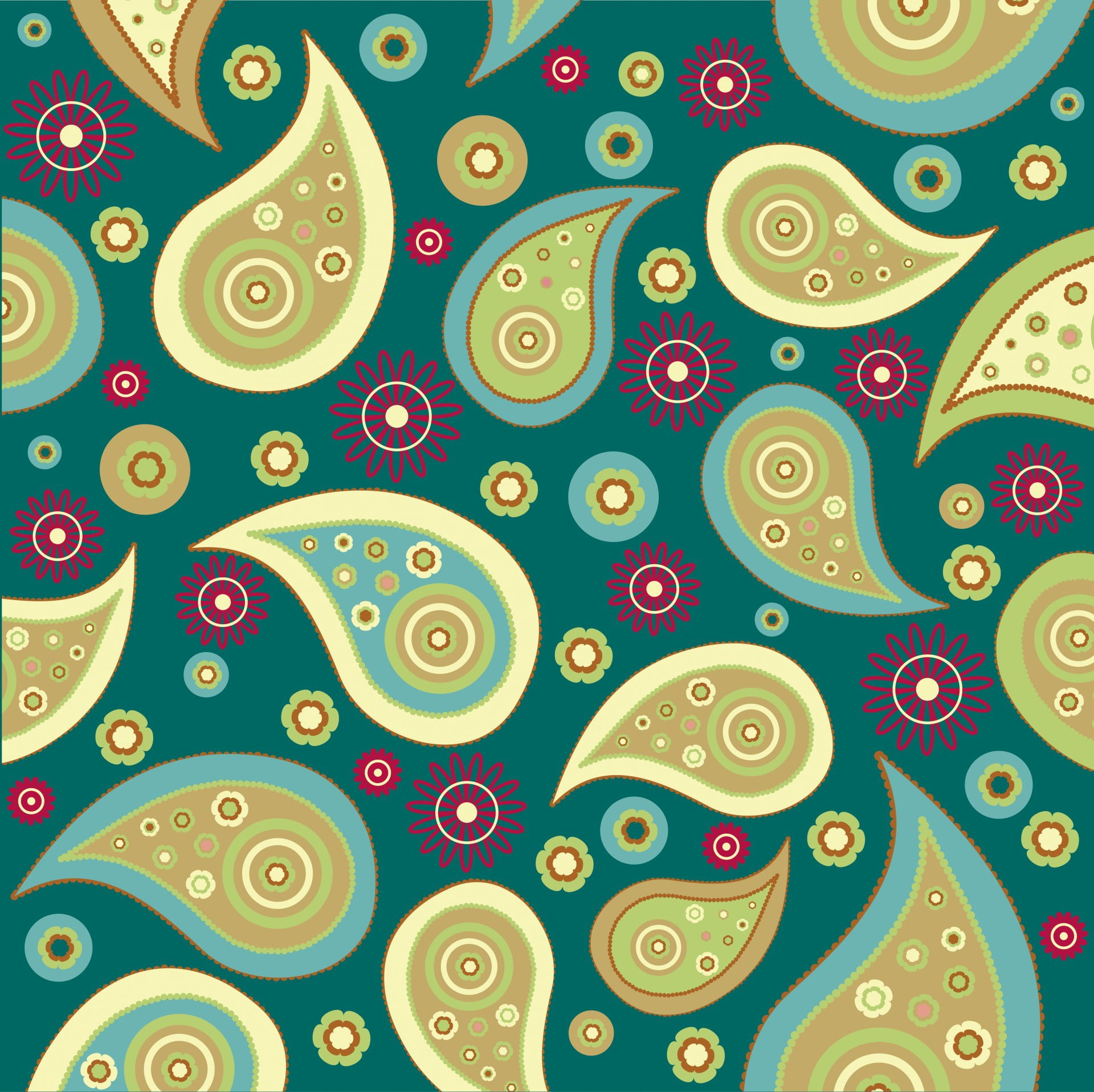 background, green, patter, Paisley, design, 1080P, HD Wallpaper