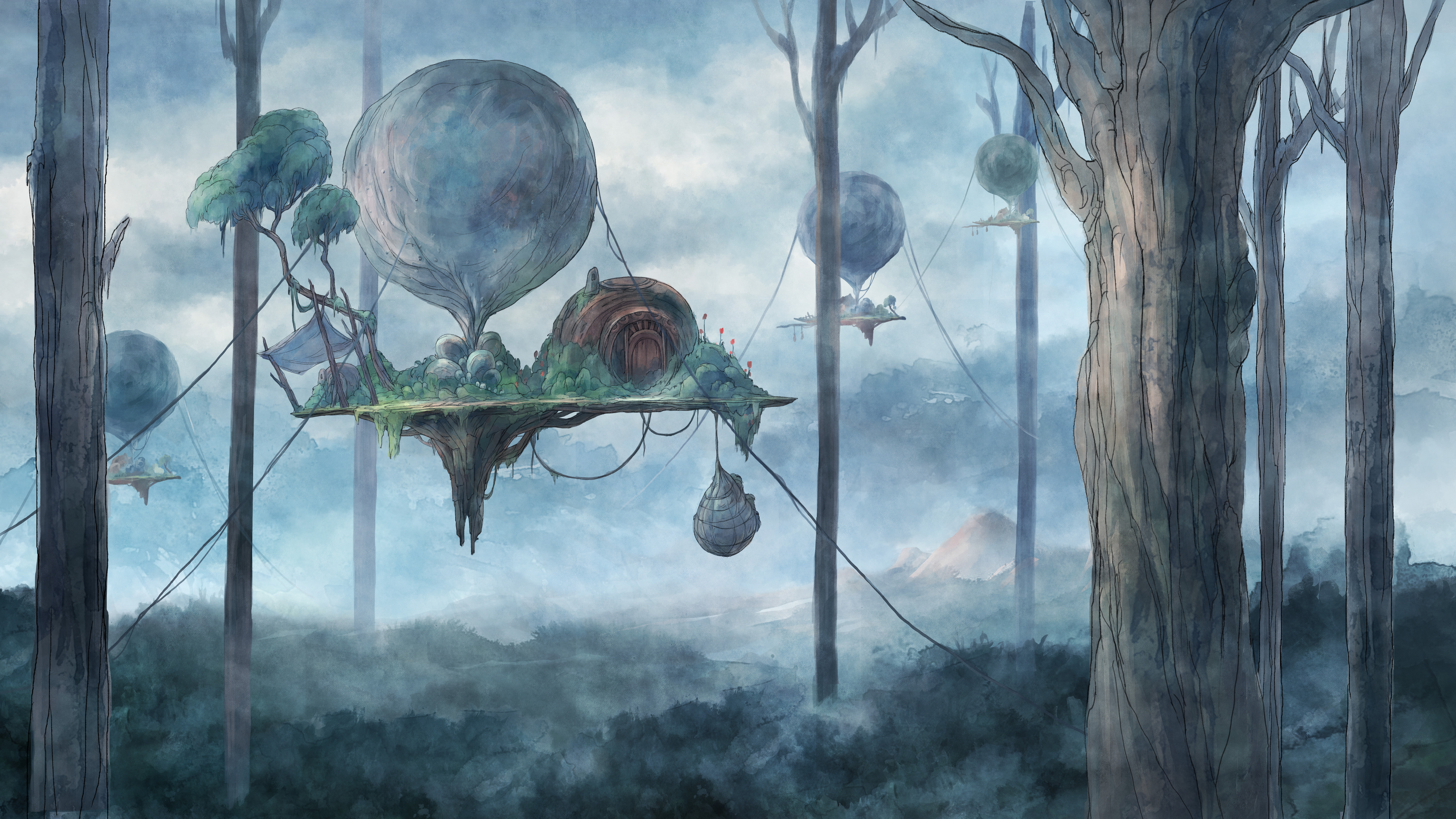 nature, tree trunk, transparent, forest, hanging, no people, glass - material, fantasy art, growth, digital composite, tree, beauty in nature, food, smoke - physical structure, HD Wallpaper