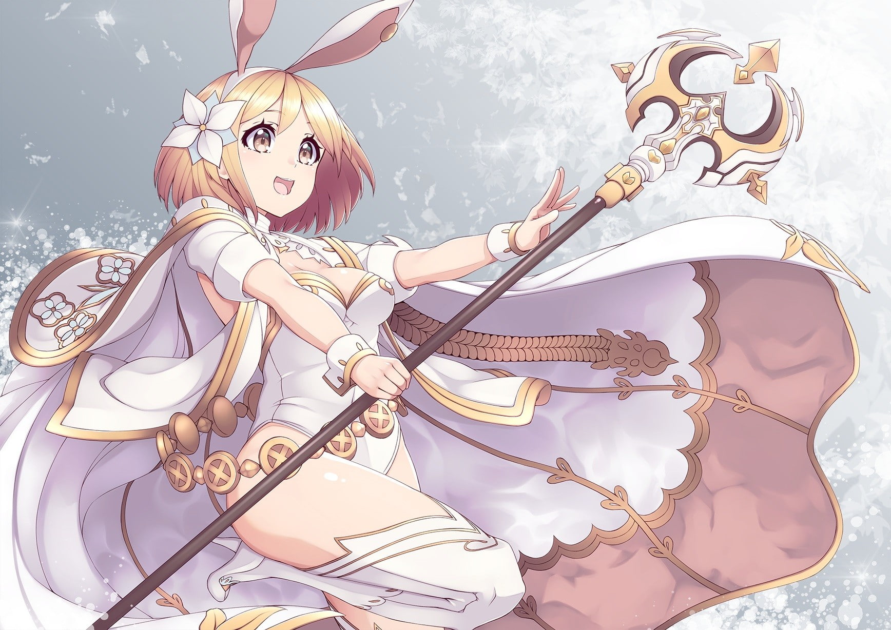 short hair, animal ears, 720P, open shirt, anime girls, Granblue Fantasy, Djeeta (Granblue Fantasy), anime, bunny ears, blonde, HD Wallpaper